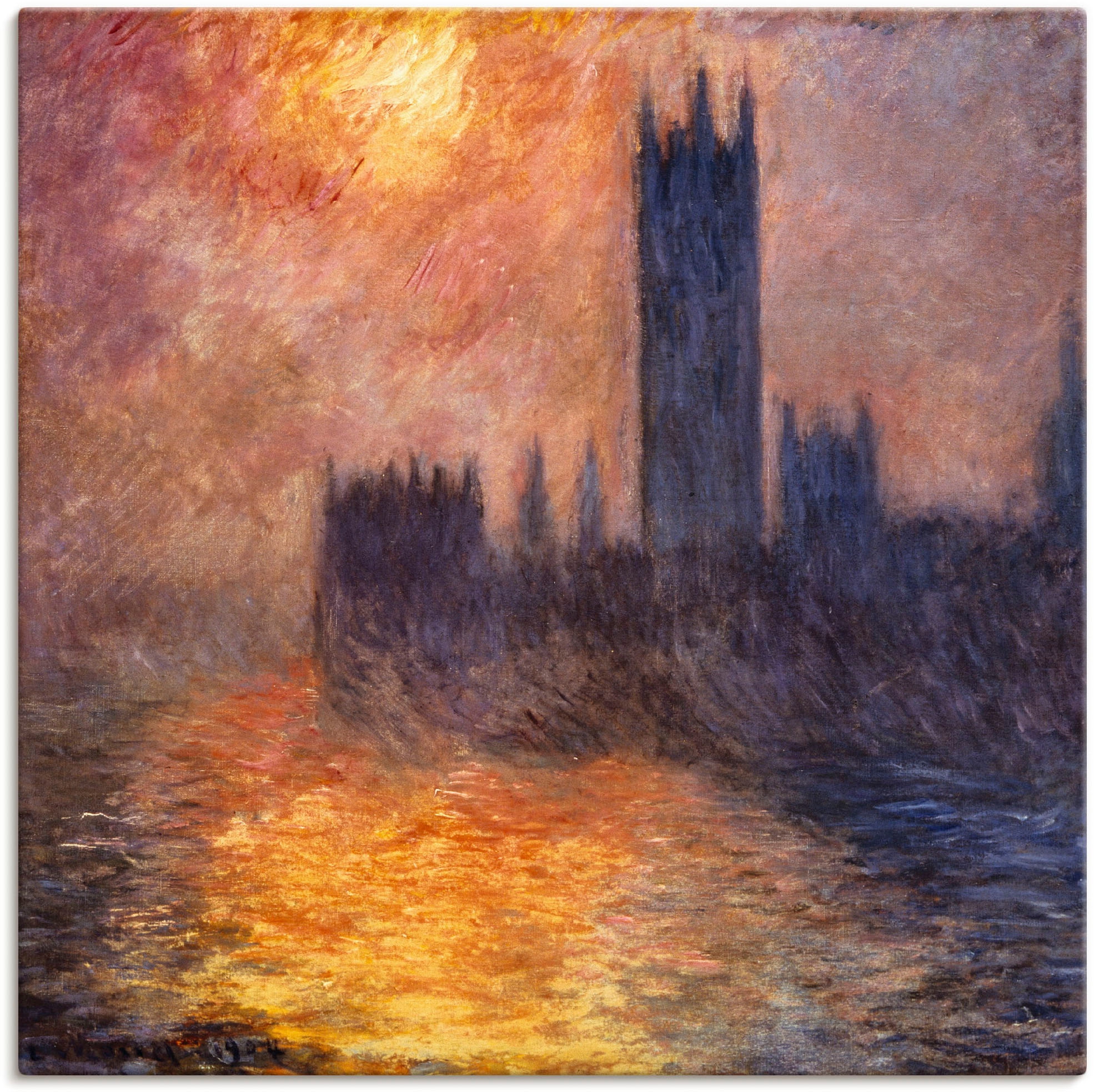 Artland Leinwandbild "Parlament in London bei Sonnenuntergang", Sonnenaufgang & -untergang, (1 St.), auf Keilrahmen gesp