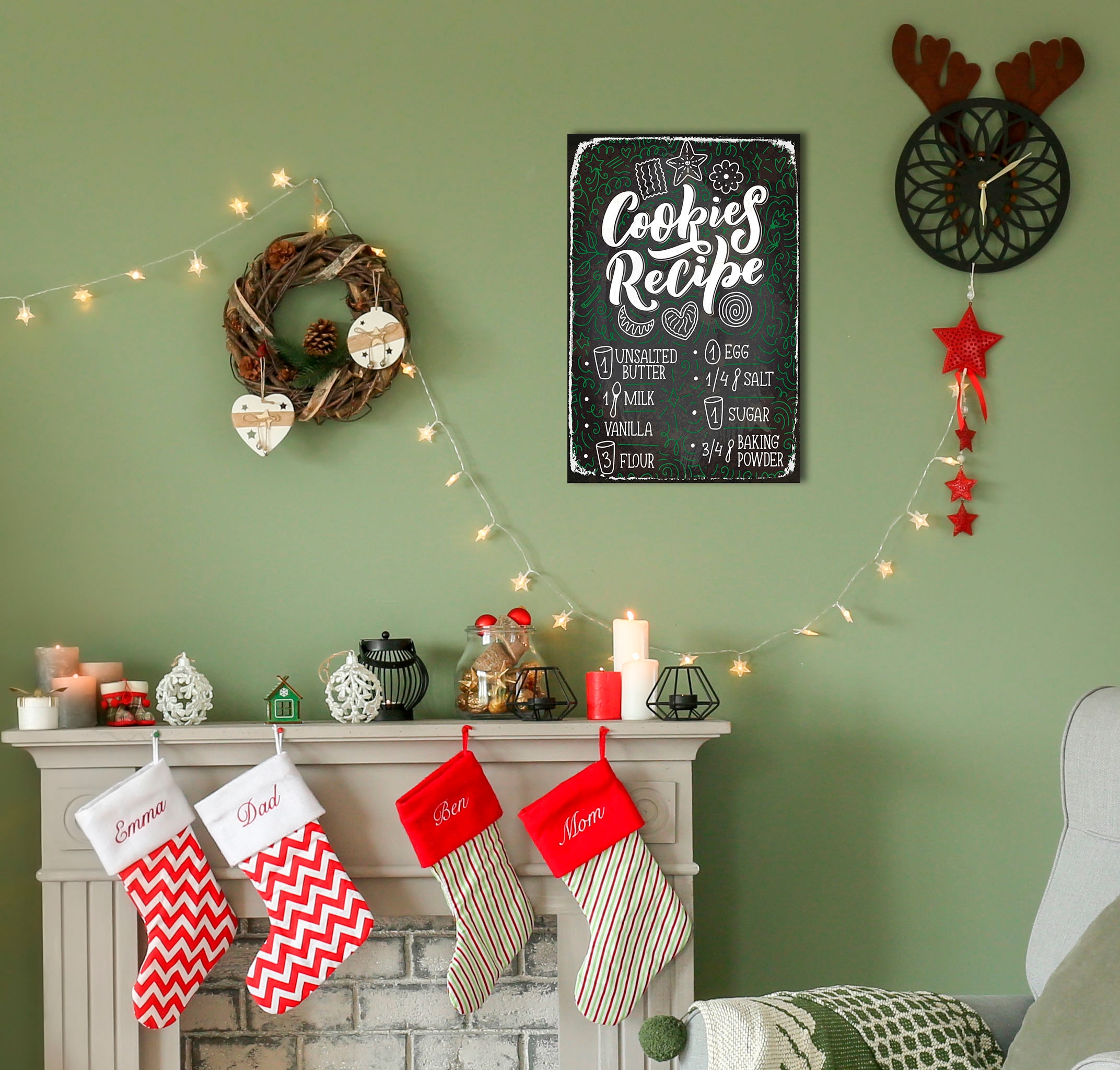 queence Metallbild "Cookies Recipe", Schriftzüge-Schriftzug-Weihnachten, (1 günstig online kaufen