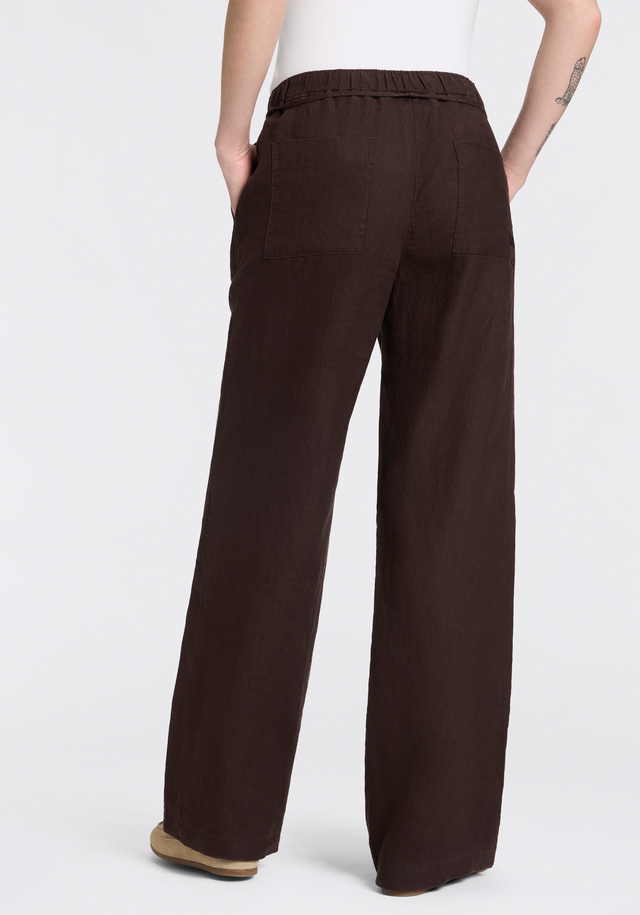 MAC Leinenhose »CHIARA BELT«  Sommerhose Wide Fit, mit geradem, weitem Bein
