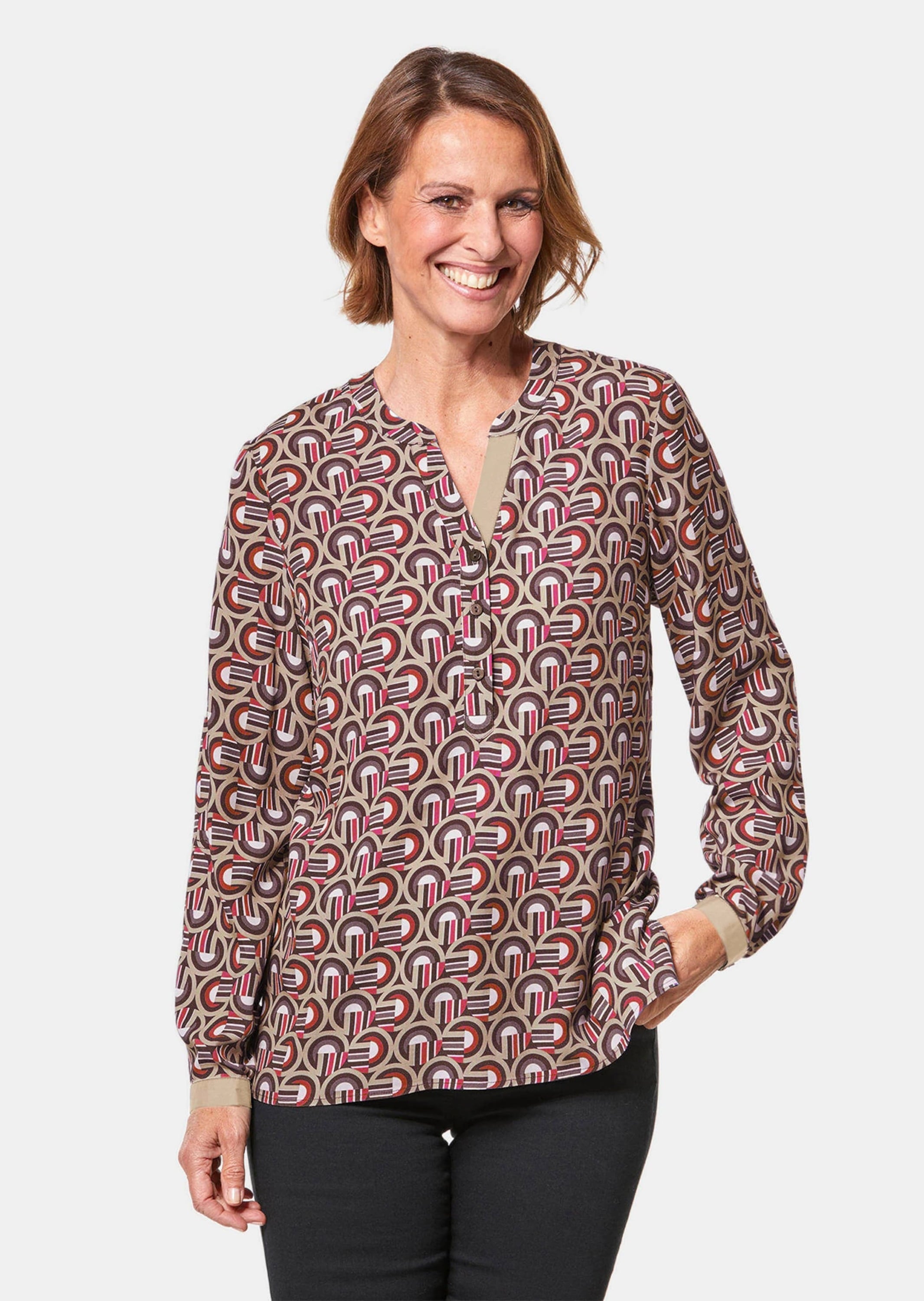 GOLDNER Schlupfbluse »Bluse Moderne Druckbluse in legerer Form«
