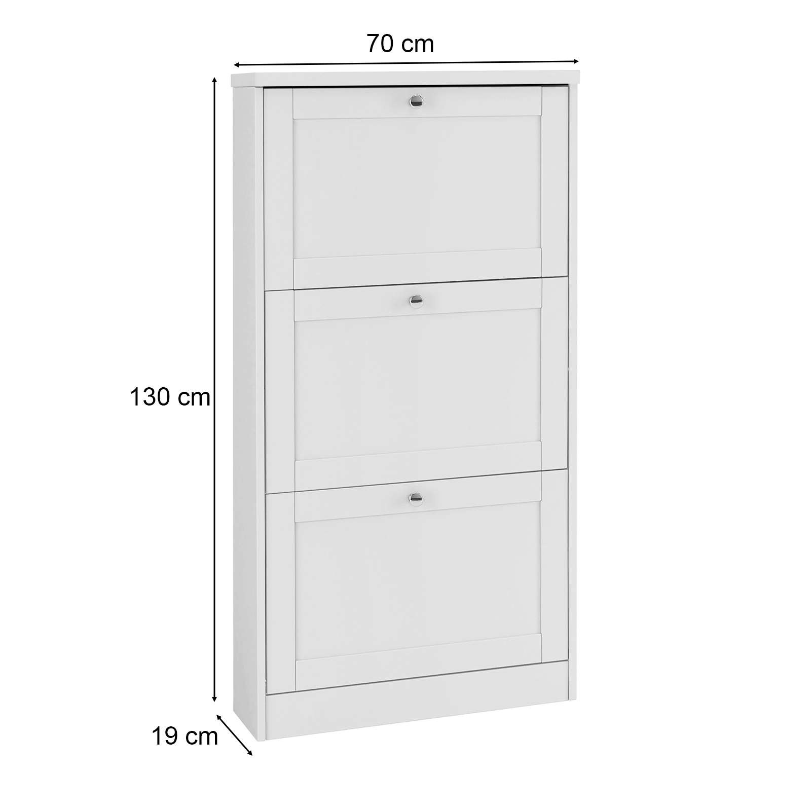 OTTO home Schuhschrank »Heide« Breite 70 cm, mit 3 Klappen und Facettenfront, Höhe ca. 130 cm