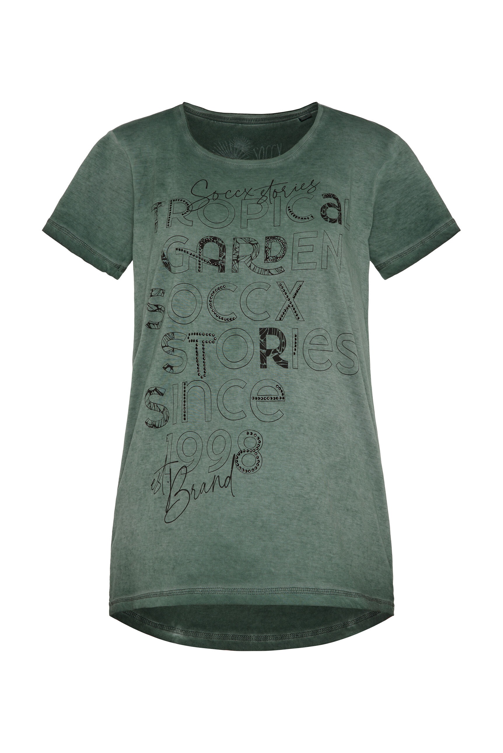SOCCX Rundhalsshirt, mit offener Kante am Ausschnitt