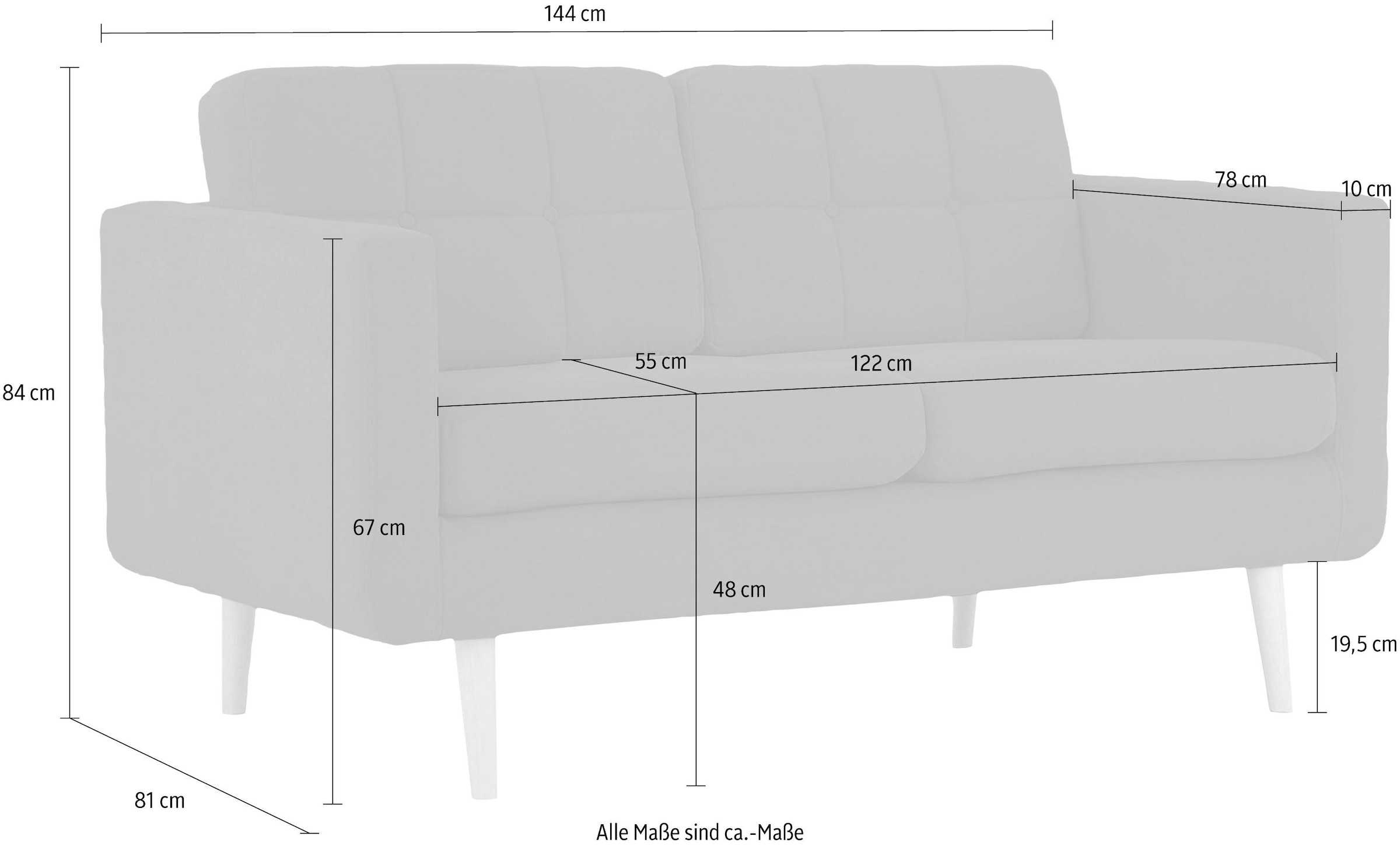 Home affaire 2-Sitzer »Brest«, mit Knopfheftung und Steppung im Rücken, geradliniges Design