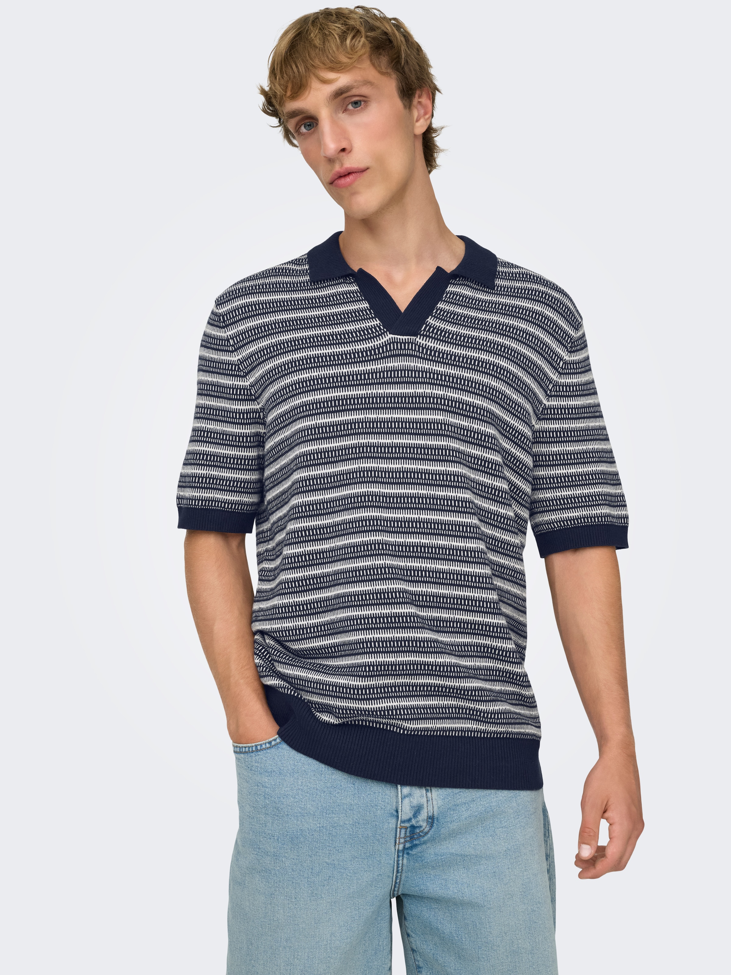 ONLY & SONS Polokragenpullover "ONSTILO REG SS SPLIT NECK KNIT NOOS" Baumwo günstig online kaufen