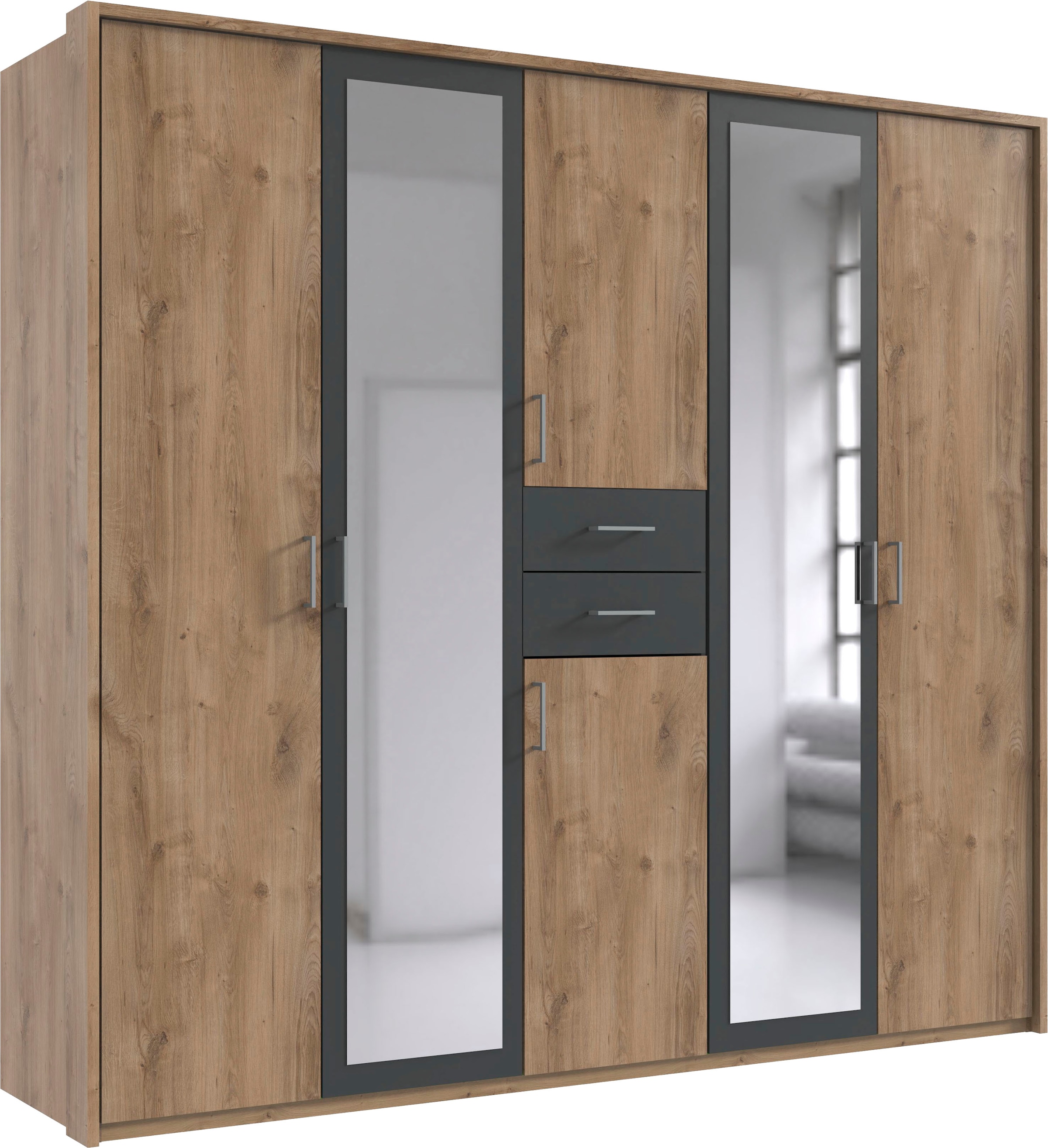 Wimex Kleiderschrank "Diver Drehtürenschrank mit Spiegel, in der Breite: 225cm" Bestseller Schlafzimmerschrank wahlweise 3 Innenausstattungen