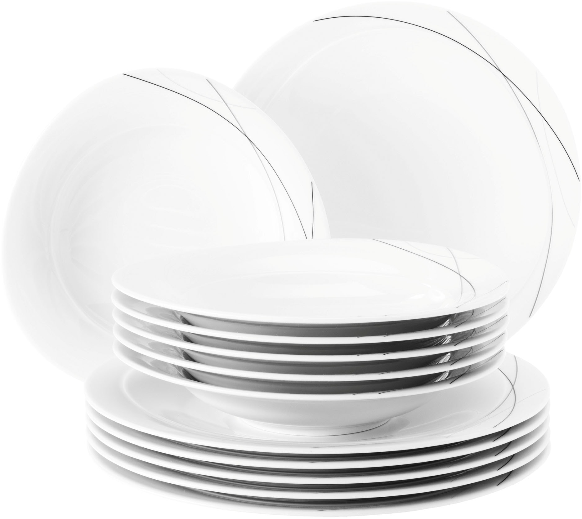 Seltmann Weiden Tafelservice »Teller Set, Geschirr-Set Trio Highline«, (Set, 12 tlg.), Teller-Set, Suppenteller, Made in Germany, 12 Teile, für 6 Personen