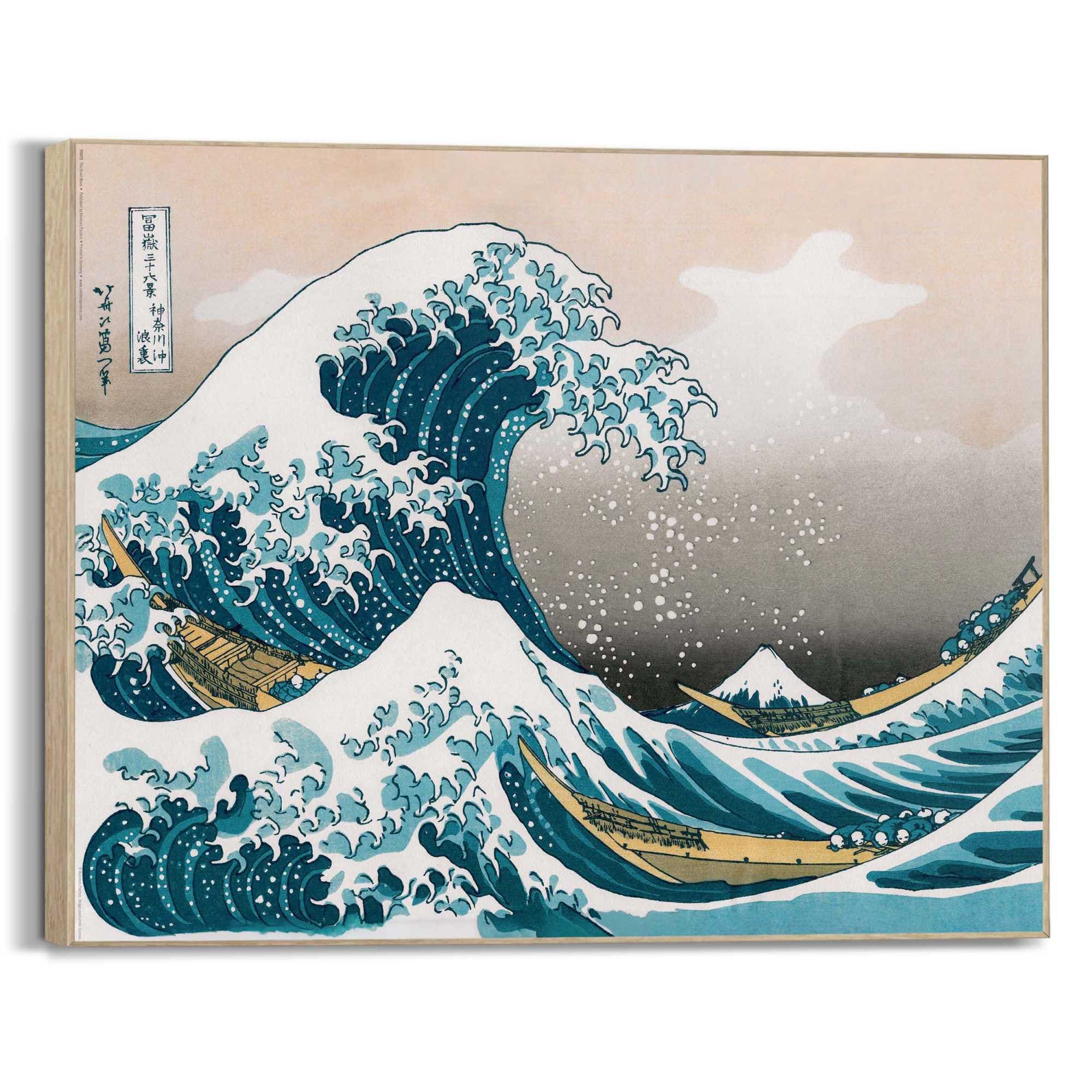 Reinders! Wandbild »Hokusai - The Great Wave« Gemälde 1 Stk. tlg. Wohnzimmer - Blau - MDF - Berühmte Künstler - 40x50 cm