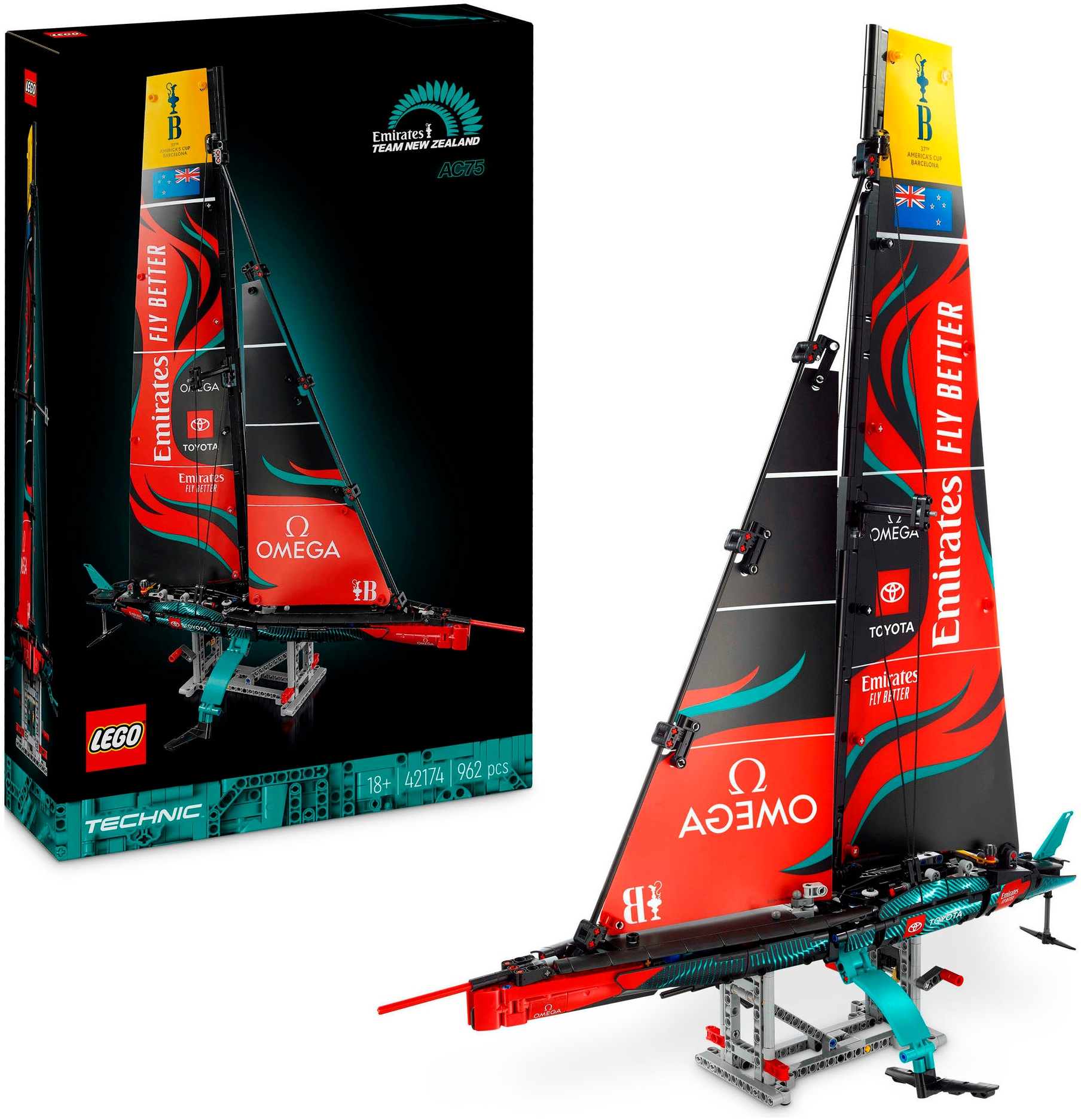 Konstruktionsspielsteine »Emirates Team New Zealand AC75 Rennjacht (42174), LEGO...