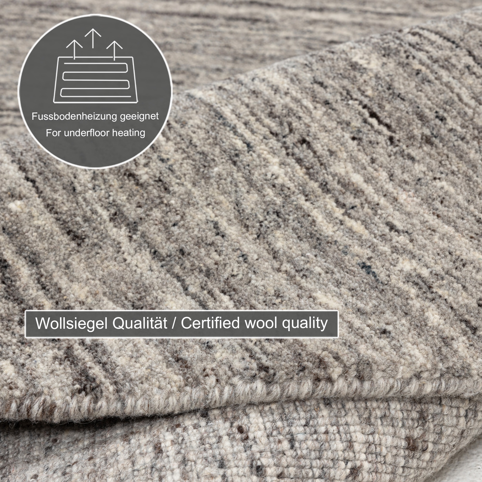THEKO Pure UNI Round Rug Grey 100cm 3