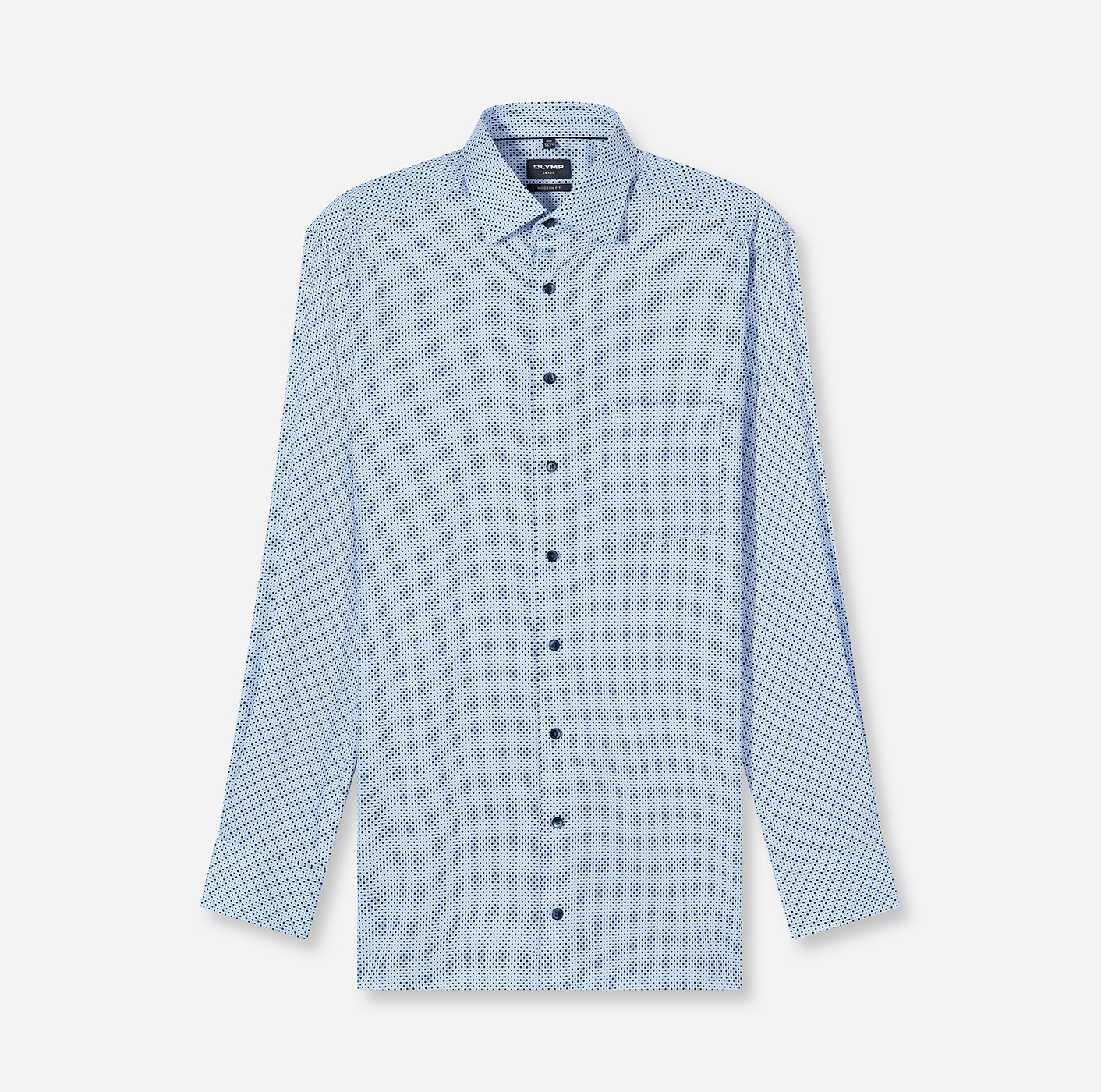 Langarmhemd OLYMP "Luxor", Herren, Gr. 41, N-Gr, bleu, Web, Obermaterial: 100% Baumwolle, normal, 2-Knopf-Manschette, Hemden, fein gemustert, Businesshemd, modern fit, New Kentkragen 2