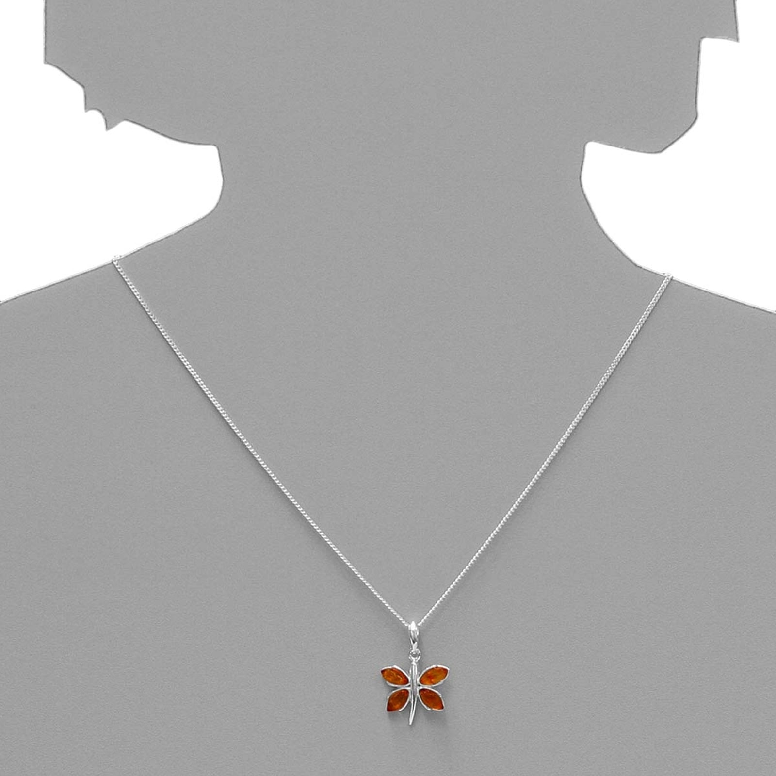 OSTSEE-SCHMUCK Kette mit Anhänger »- Schmetterling - Silber 925/000 - Bernstein«