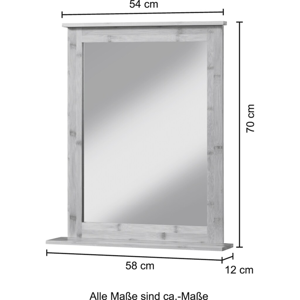 welltime Badspiegel »Bambus New«, Badezimmerspiegel mit Bambus-Rahmen, eckig 58x70cm