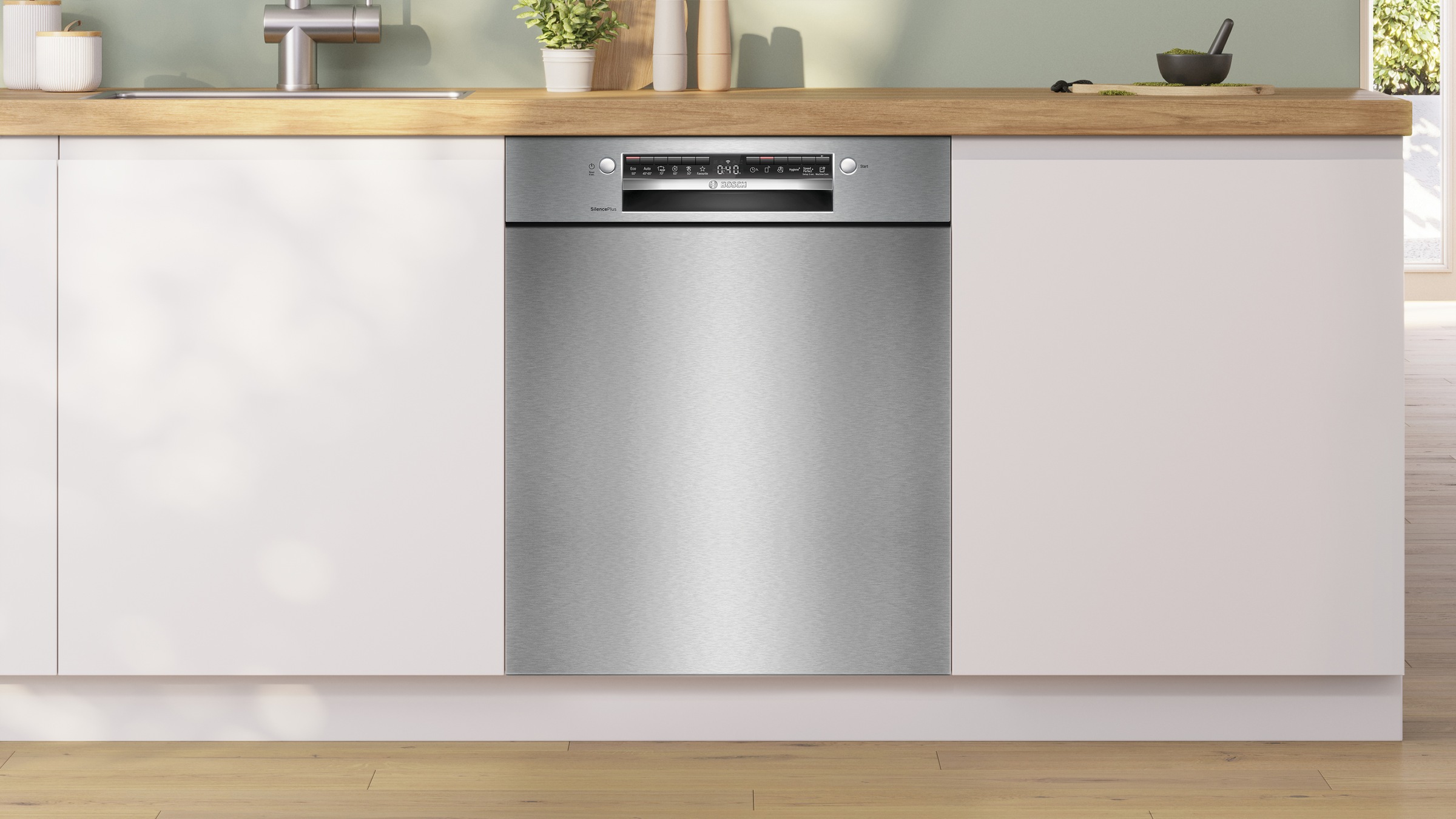 BOSCH Unterbaugeschirrspüler Serie 4 "SMU4EVS09E" 14 Maßgedecke Autom. Türöffnung gegen Kondenswasser, VarioFlex-Körbe & Schublade