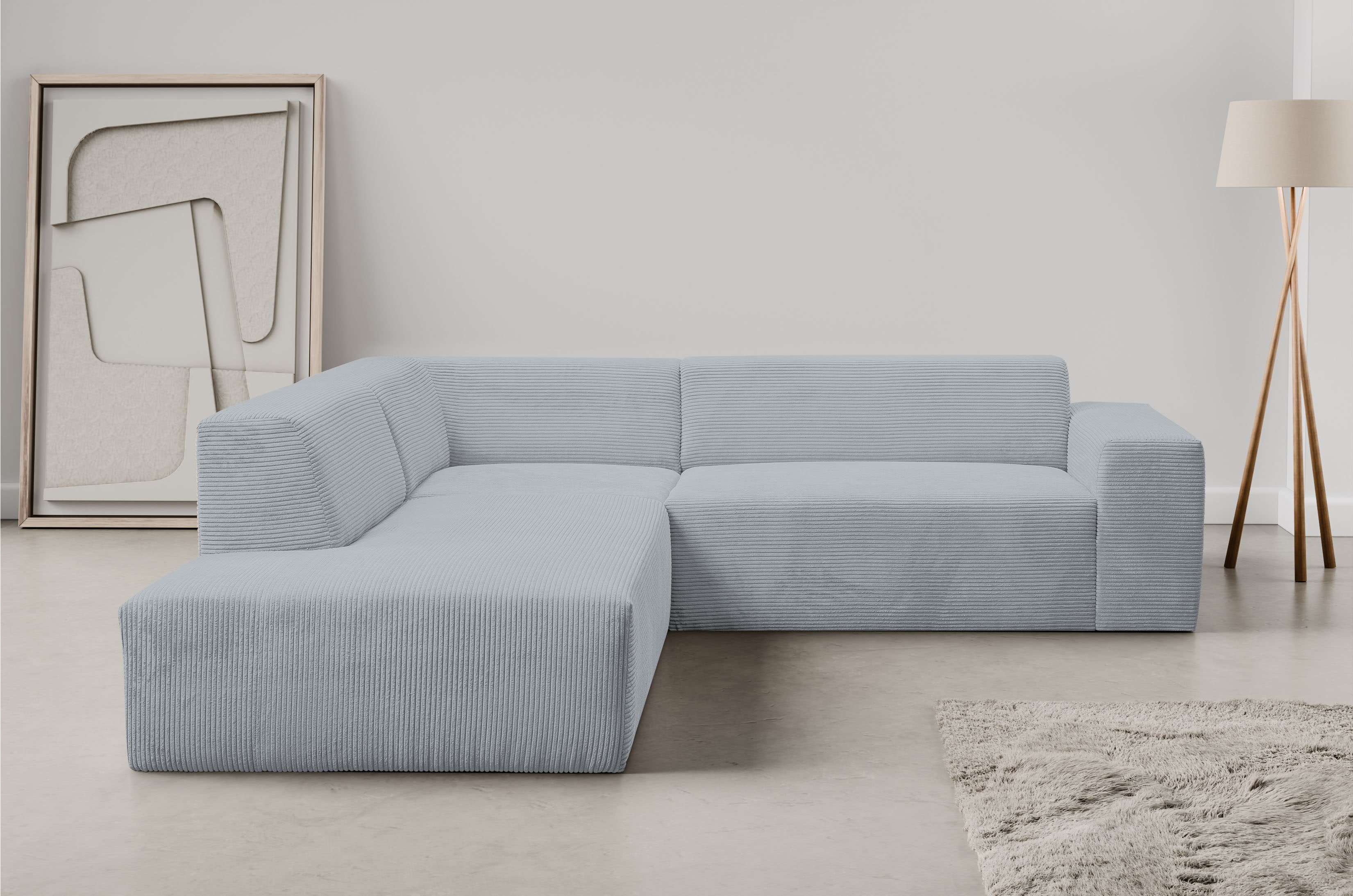 WERK2 Ecksofa "Zeus-M 251 cm breit, 262 cm tief, tolles Sofa, L-Form" Curvy Trend Garnitur, urbane Optik, komfortable Wellenunterfederung