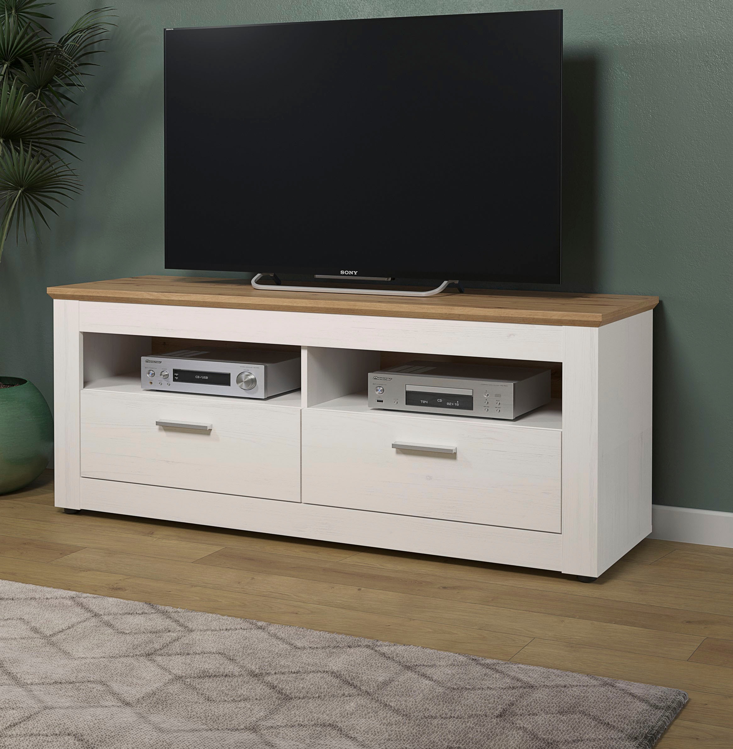 Home affaire Lowboard "Nybro TV-Kommode" TV-Unterteil mit 2 Schubladen & 2 Fächern - (B/T/H) 148/45/59 cm