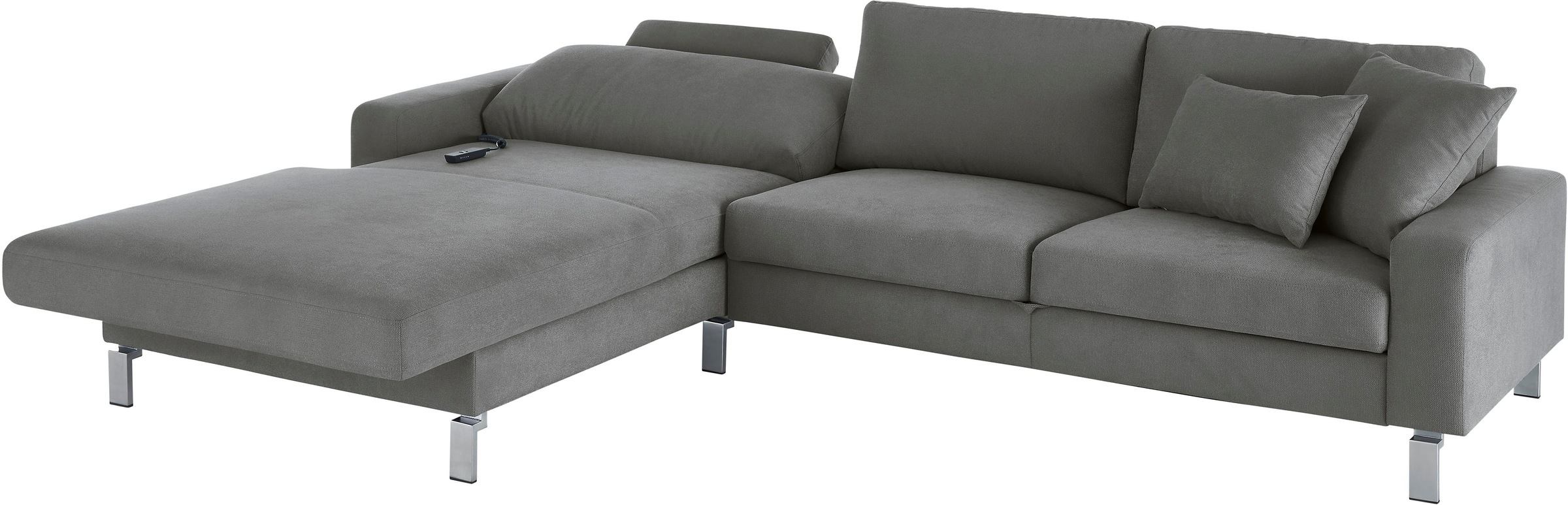 3C Candy Ecksofa »Lecce, wahlweise PUR-Schaumstoff oder Tonnentaschenfederkern«, Bett im 2,5-Sitzer, teilmotorische Schlaffunktion im Longchair, L-Form