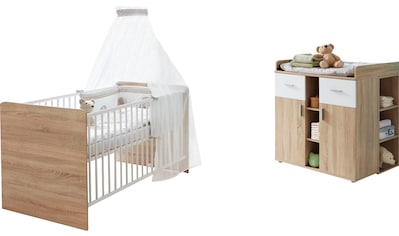 Babymöbel-Set »Maxim«, (Set, 3 St., Bett + Wickelkommode + Unterstellregal)