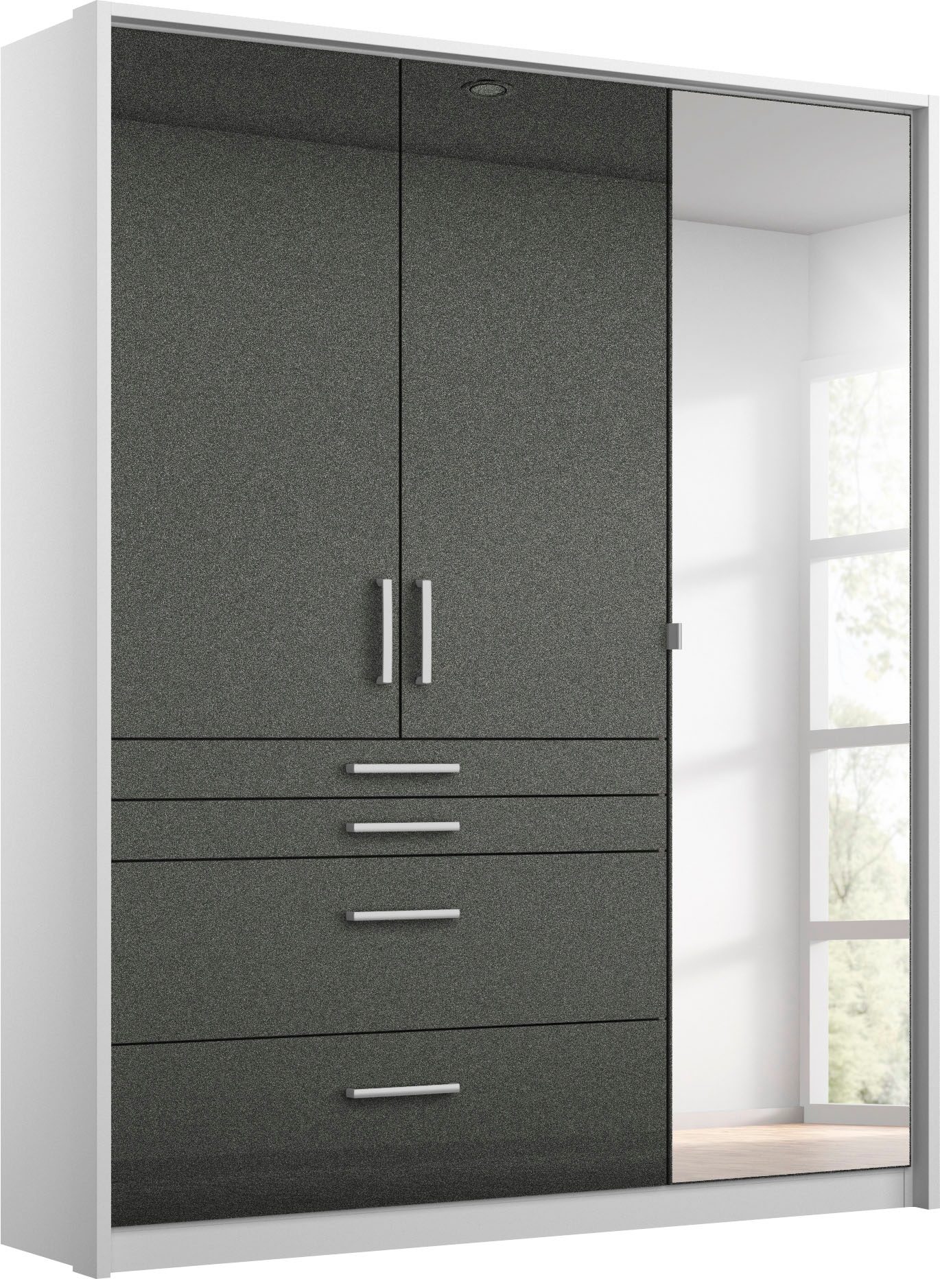 rauch Drehtürenschrank "Kleiderschrank Schrank Garderobe Garderobenschrank HOMBURG" inkl. Passepartout, oberer Schubkasten mit Einteilung MADE IN GERMANY