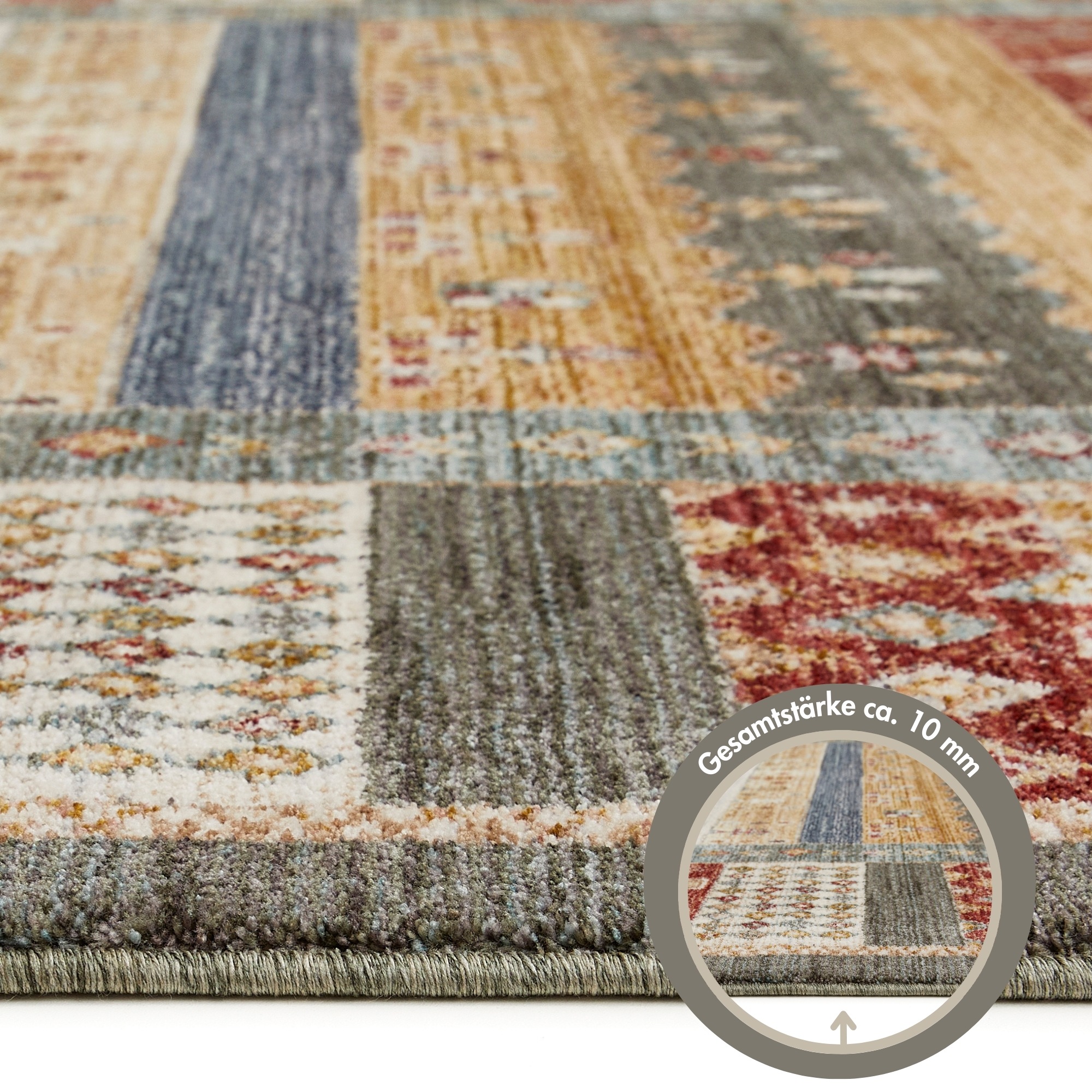 Teppich LUXOR LIVING "Rocco", grün, multi, B:60cm H:11mm L:110cm, Polyester, Teppiche, Teppich, Vintage-Look, verschiedene Designs, mit Fransen, Wohnzimmer 3