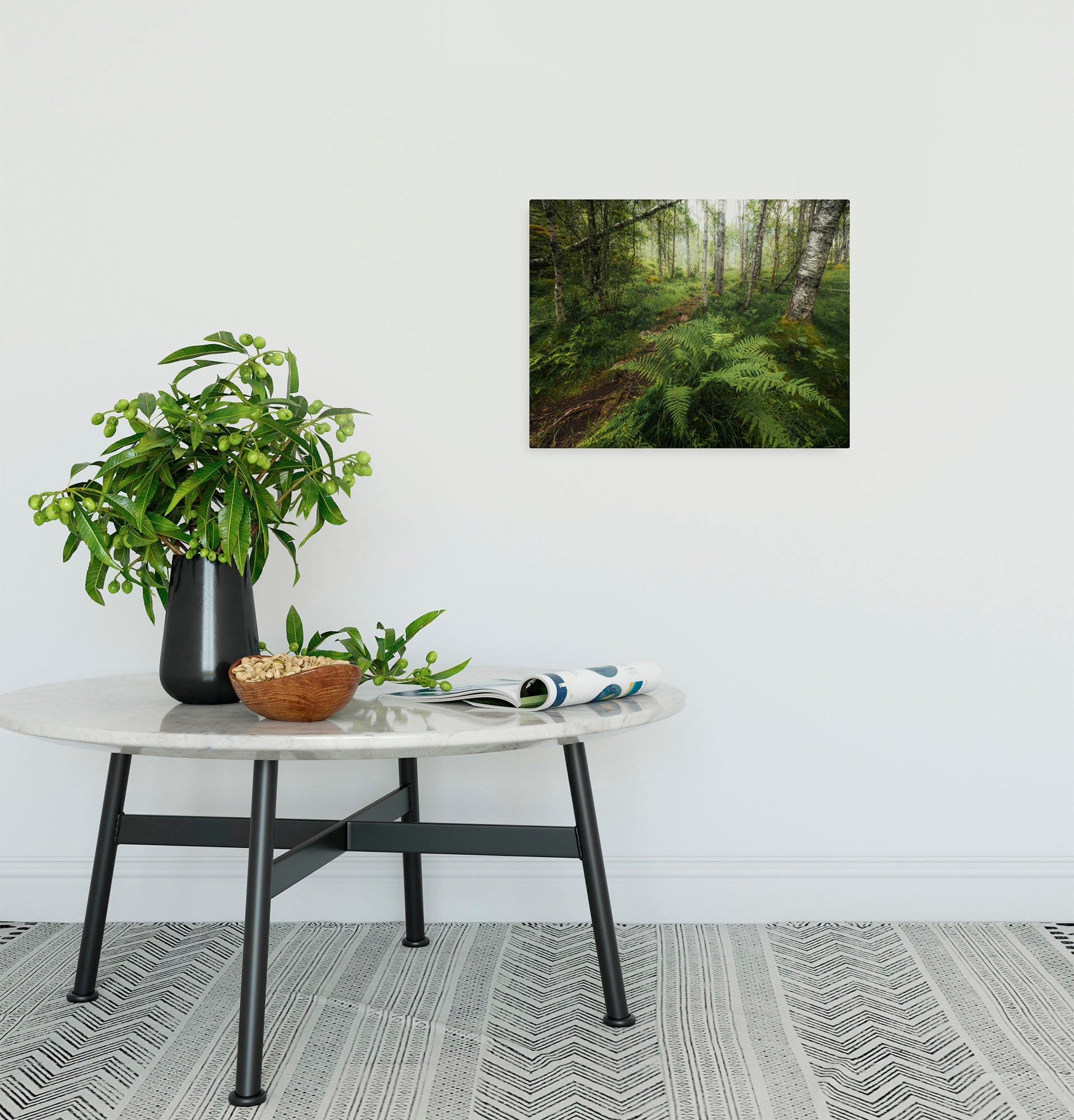 Komar Leinwandbild "Mystic Birch Grove - Größe 40 x 30 cm" Baum  Berge  Blu günstig online kaufen