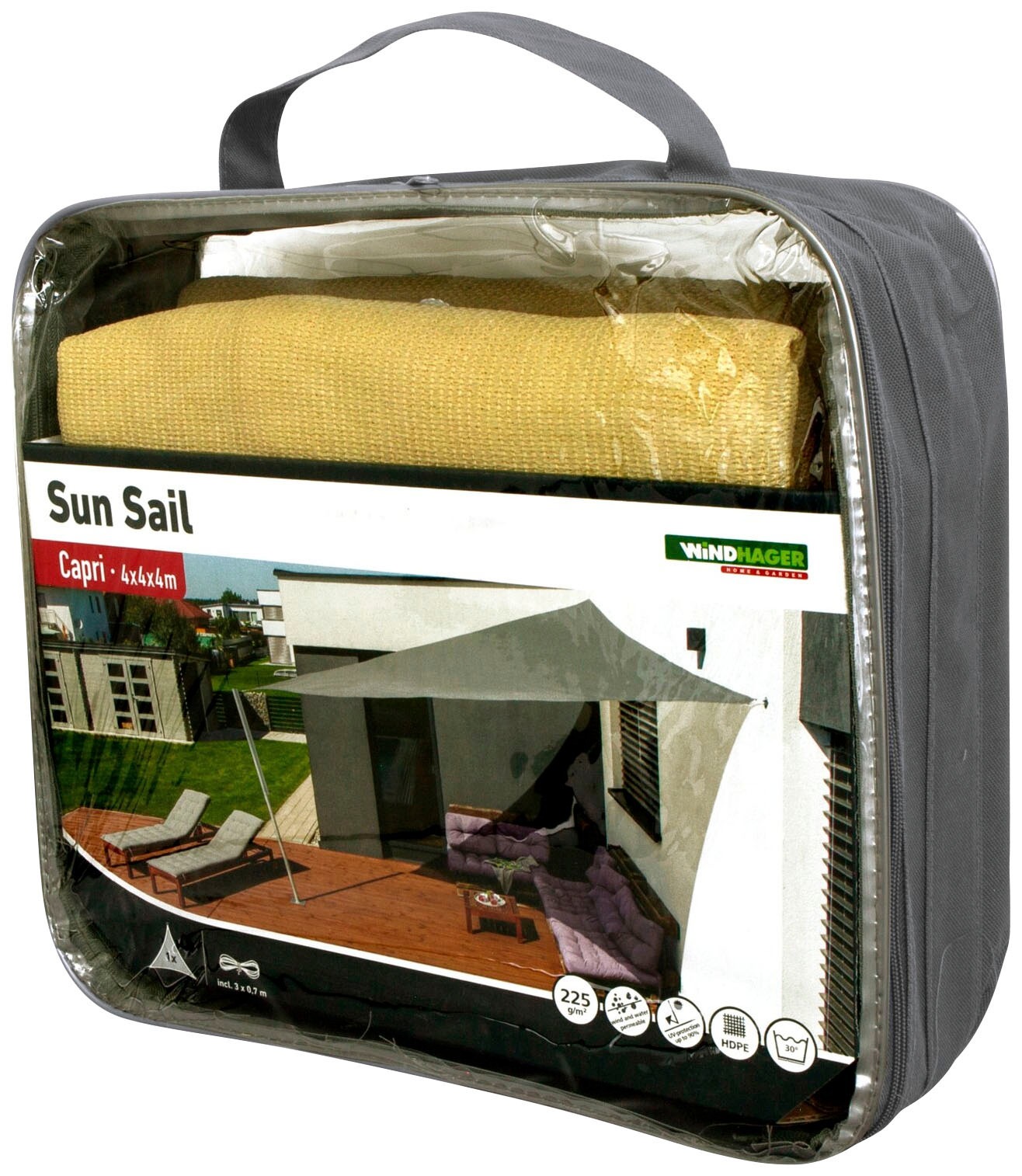 Windhager Sonnensegel »Capri Dreieck«, 4x4x4m, champagner