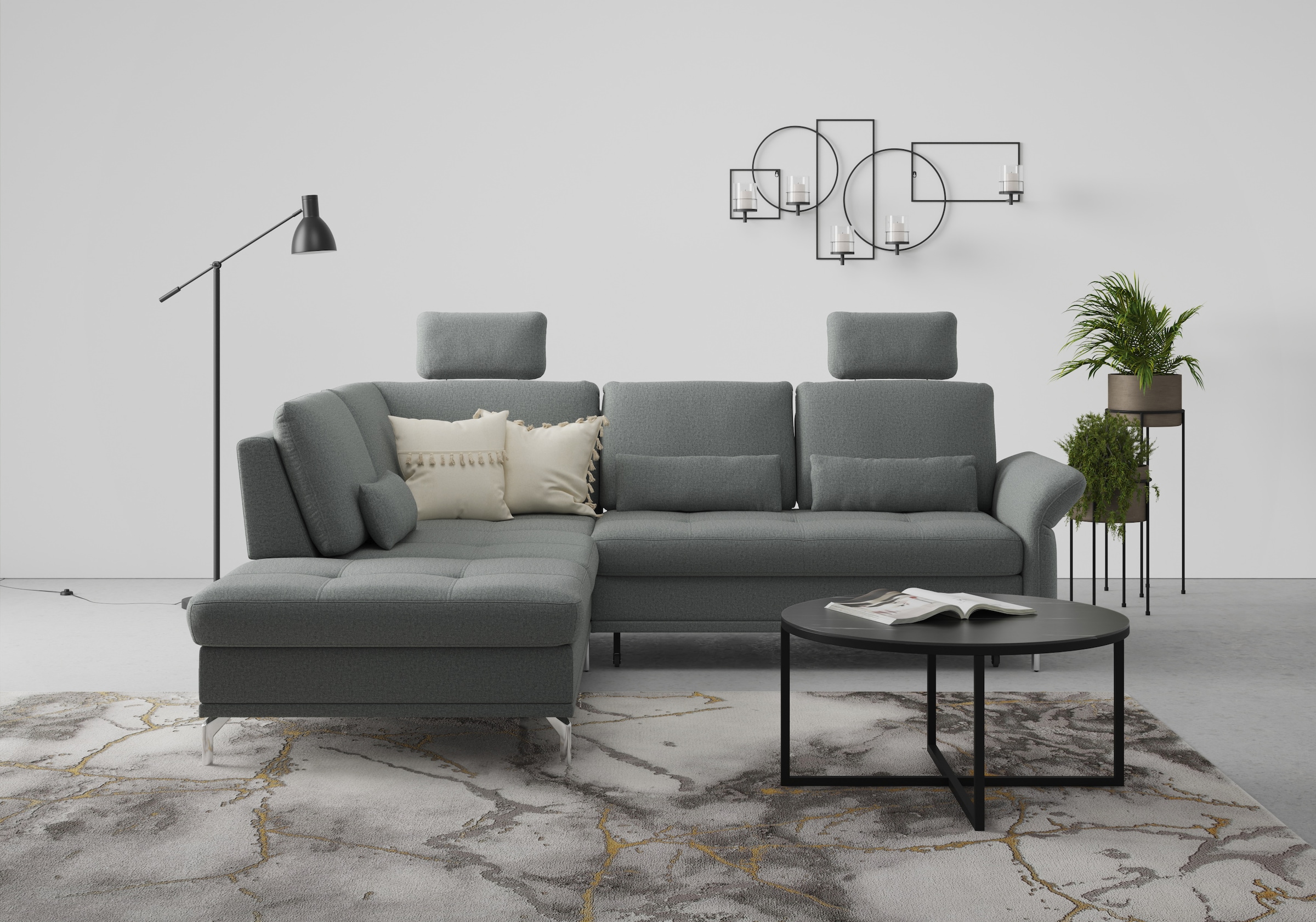 Home affaire Ecksofa "Palm Beach L-Form" Federkern, mit Sitztiefenverstellu günstig online kaufen