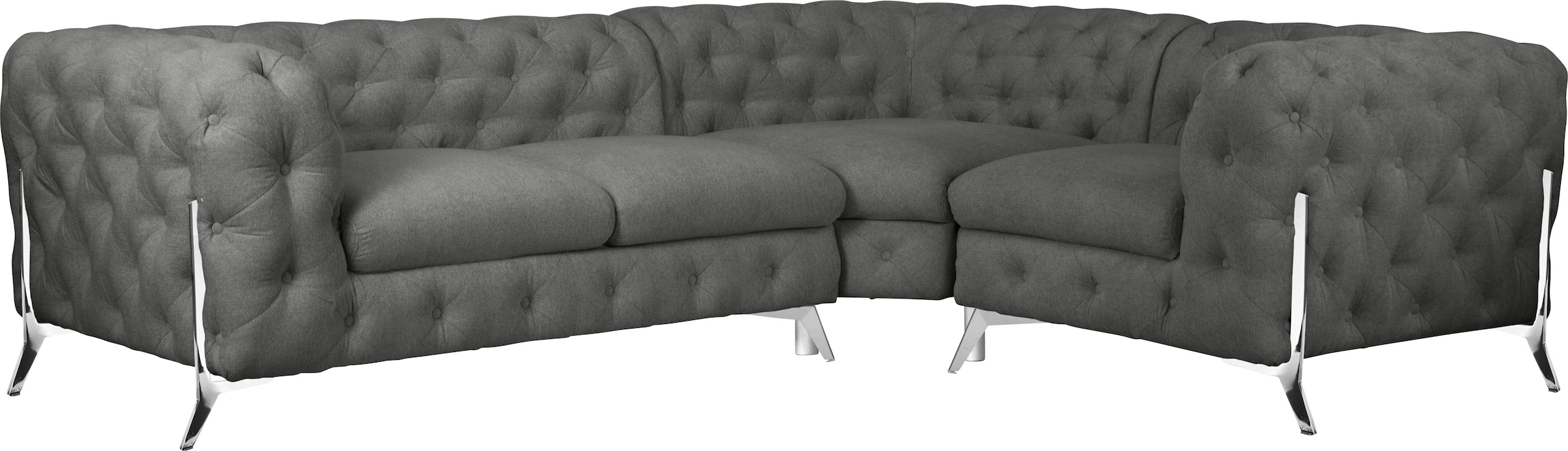 Leonique Chesterfield-Sofa "Amaury L-Form", moderne Chersterfield-Optik, Breite 262 cm, Fußfarbe wählbar