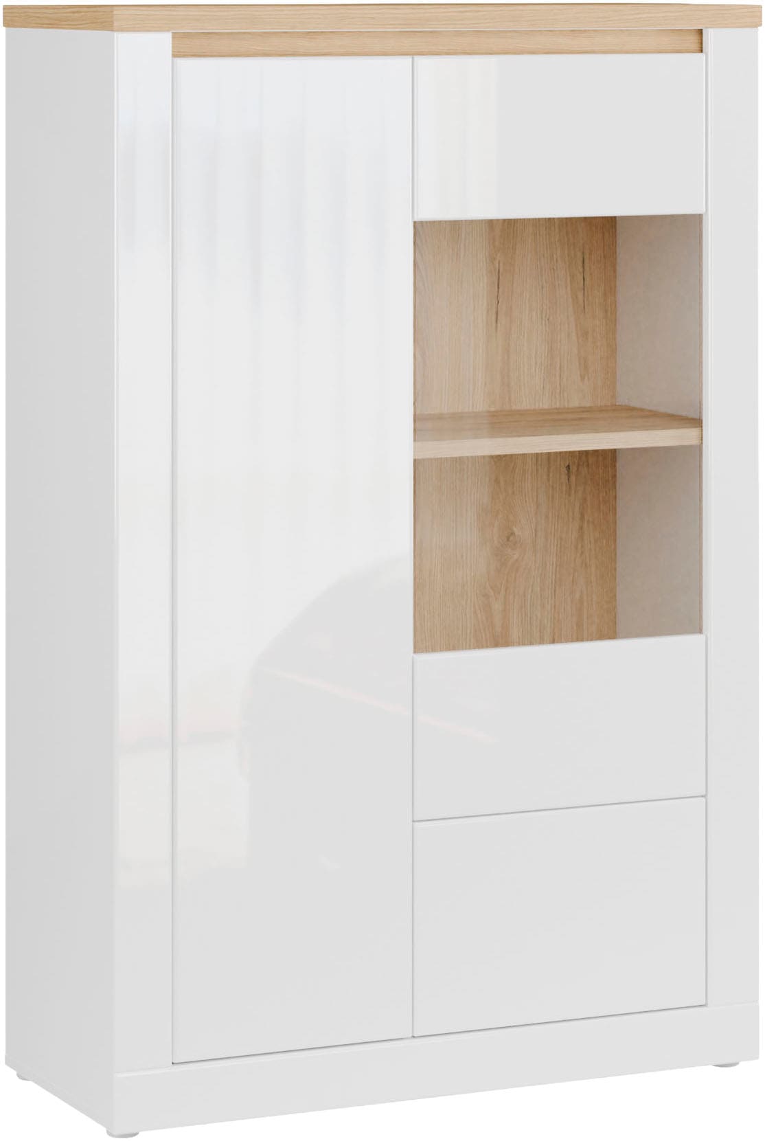 FORTE Highboard "Highboard 1T/1SK/1GT" B/H/T 96,4/147,4/41,6 cm, Front glänzend, Glas