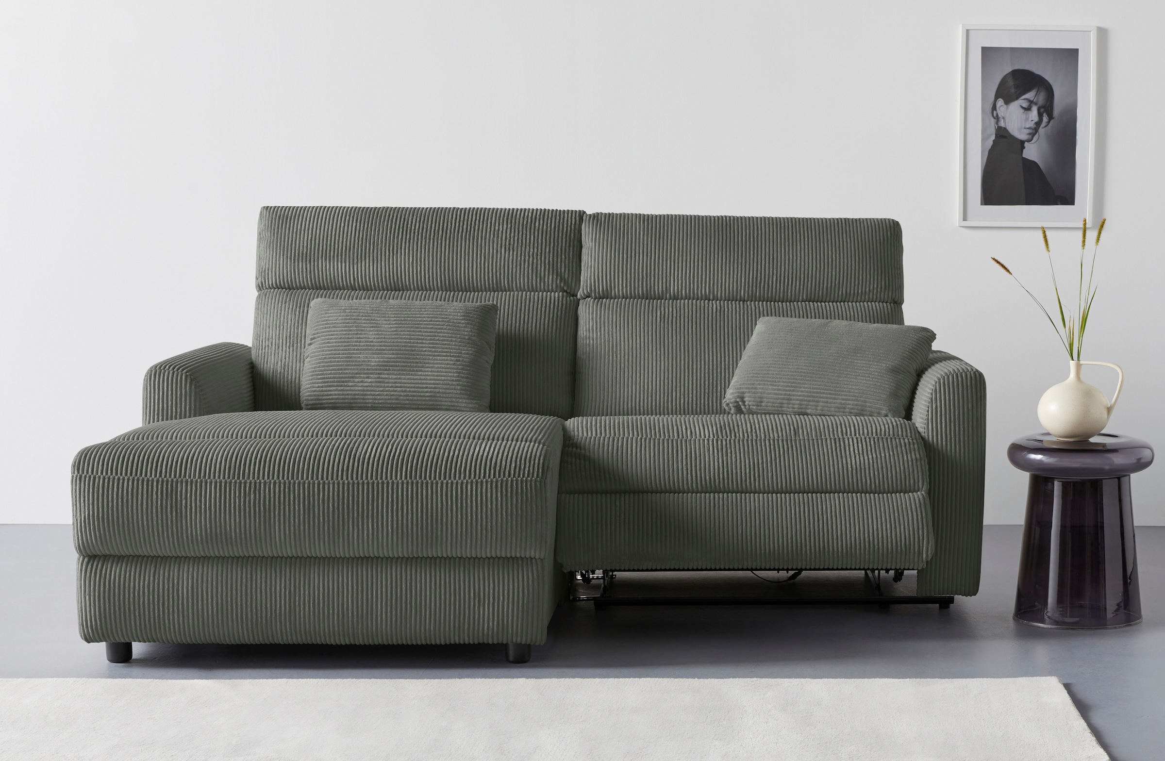 OTTO home Ecksofa »JENNA L-Form,  209cm - OTTO. Verlässliche Qualität.« manuelle o. elektrische Relaxfunktion, USB A/C, weicher Sitz, Cord.