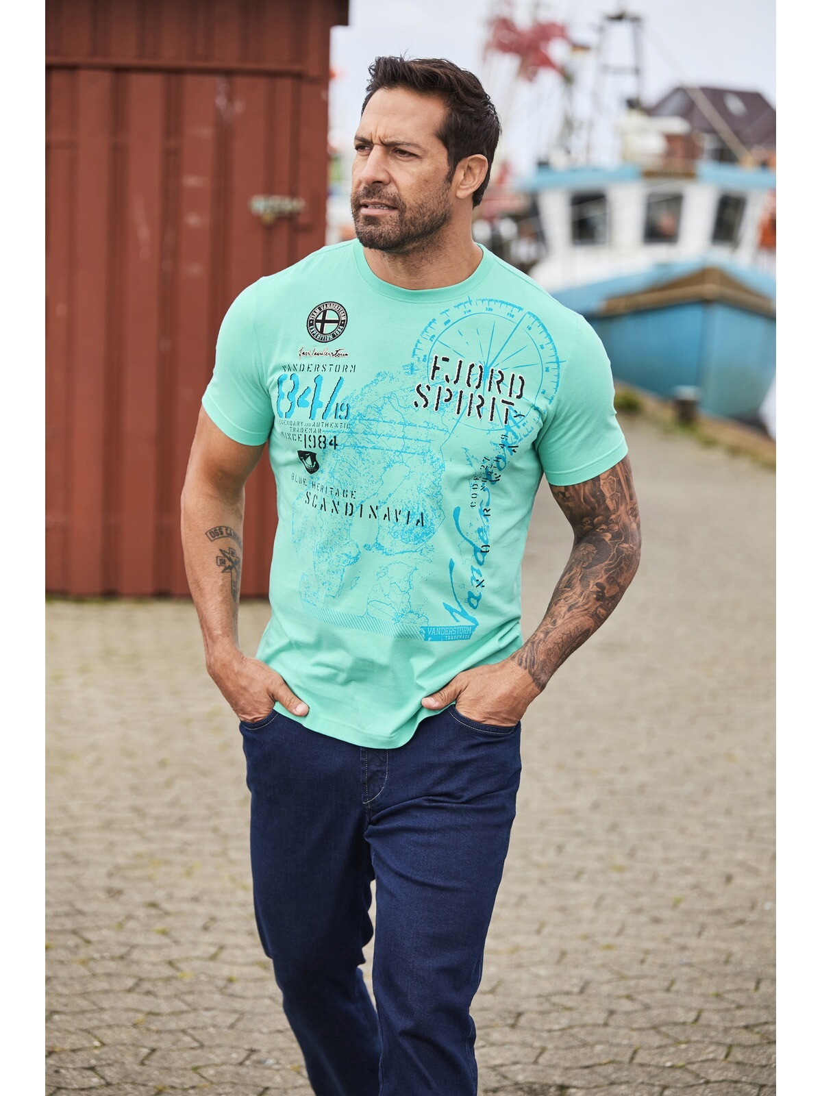 Jan Vanderstorm Rundhalsshirt »T-Shirt DOMINIK«, (1 tlg.), mit Saumschlitzen