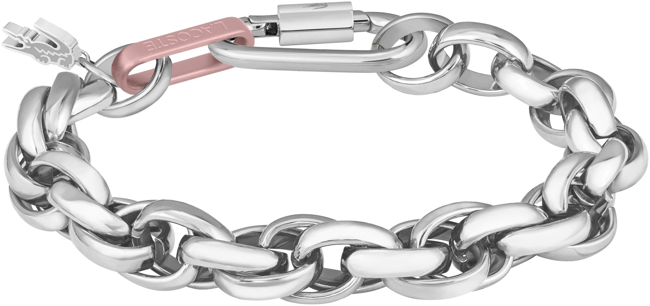 LACOSTE Damen Armkette "AUDACIA", 19cm, Aluminium Edelstahl, rosa, Aluminium, Edelstahl, Armbänder