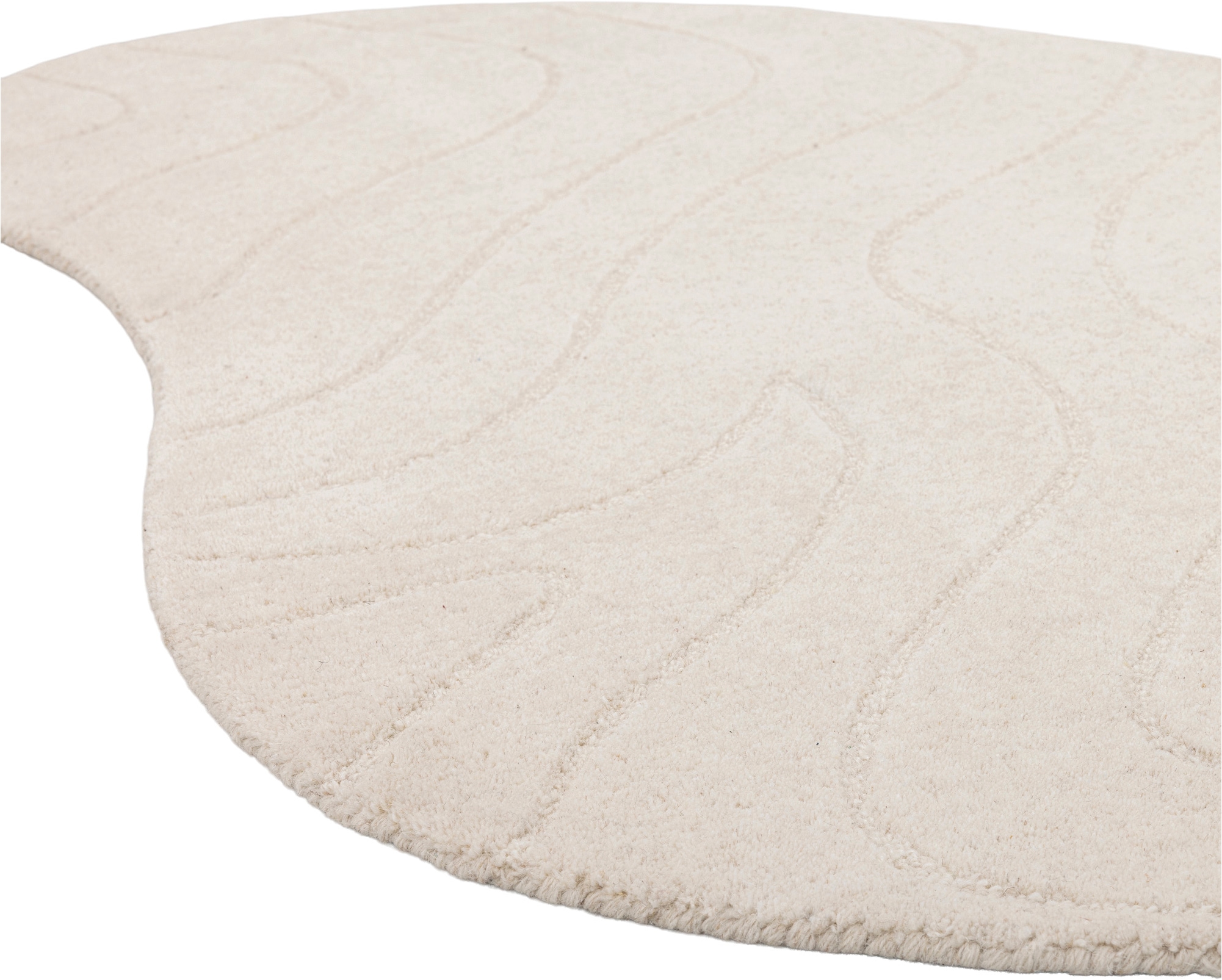 LeGer Home by Lena Gercke Wollteppich »Zarrah, mit Wellendesign, besondere Form, organisch« oval 14 mm Höhe reine Wolle, modern, Scandi, Schlafzimmer, Wohnzimmer, Esszimmer