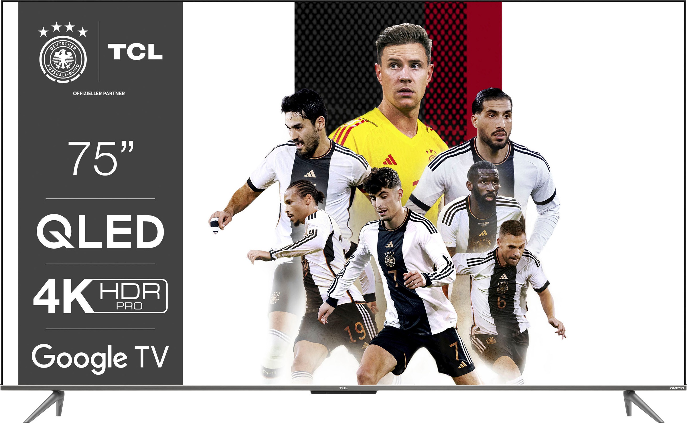 TCL QLED-Fernseher »75C631X1«, 4K Ultra HD, Smart-TV-Google TV, HDR Premium, Dolby Atmos, HDMI 2.1, Metallgehäuse, ONKYO-Sound
