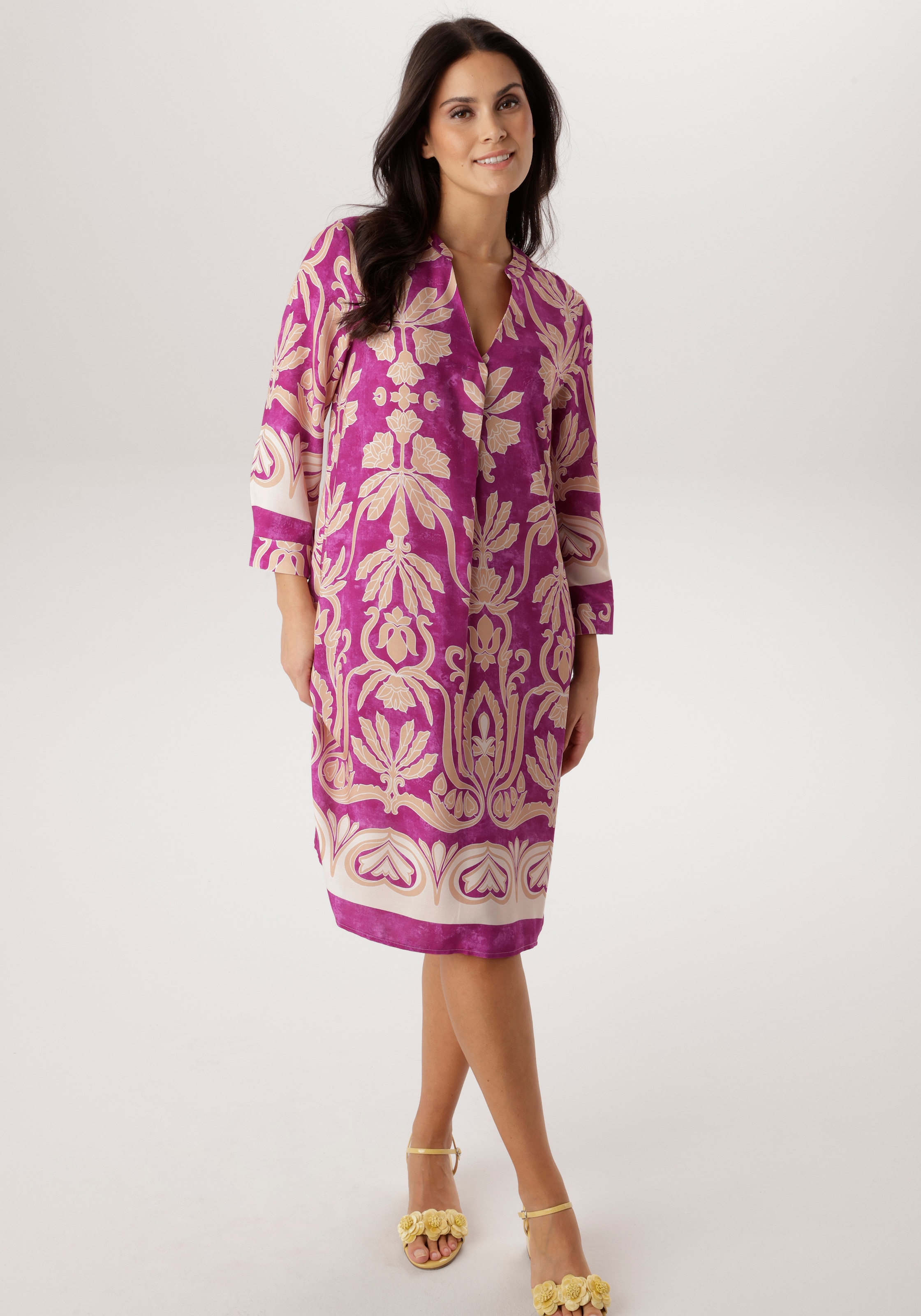 Aniston SELECTED Blusenkleid mit ornamentaler Blüten- und Blättermusterung - NEUE KOLLEKTION