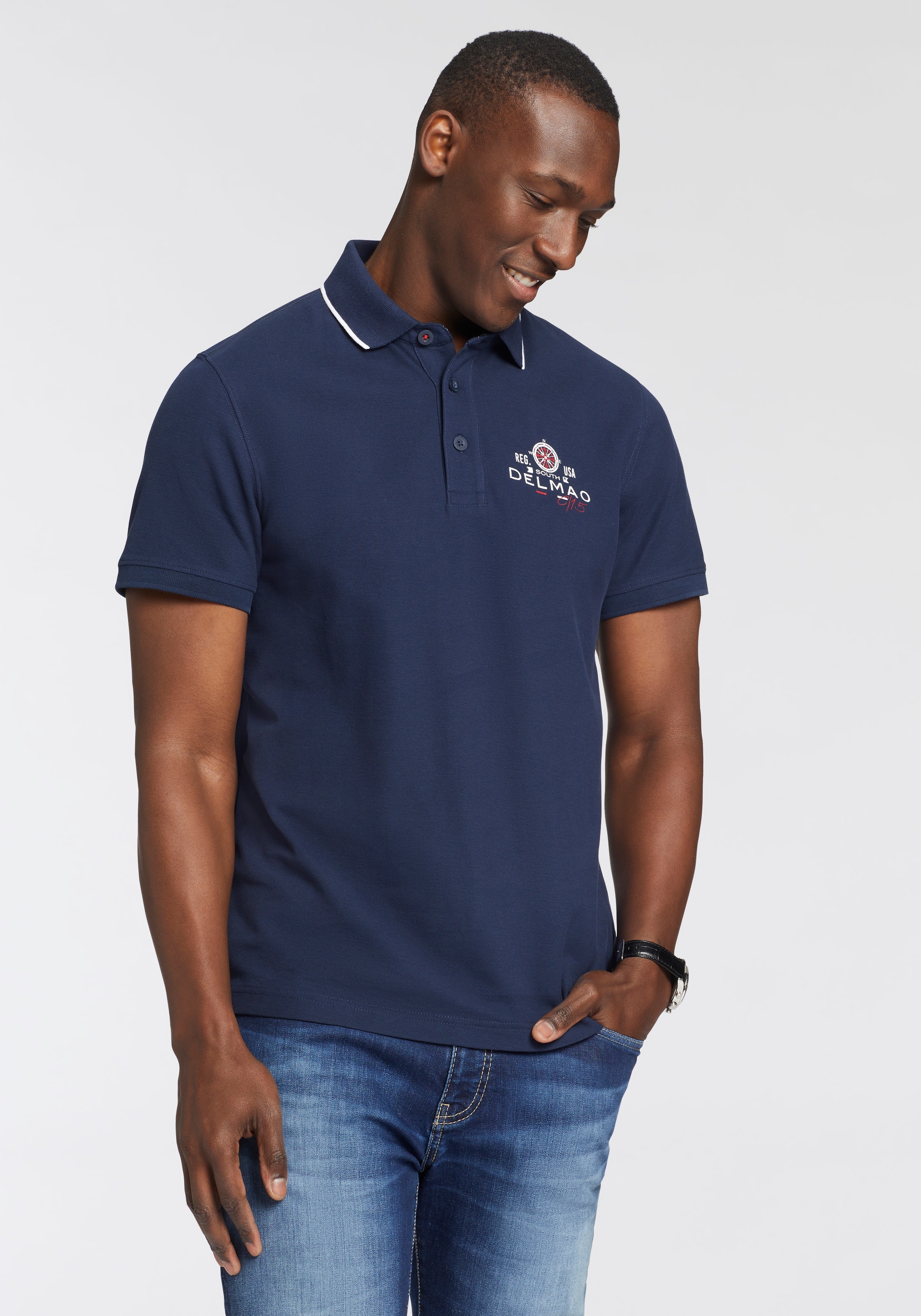 DELMAO Poloshirt, mit Brustprint