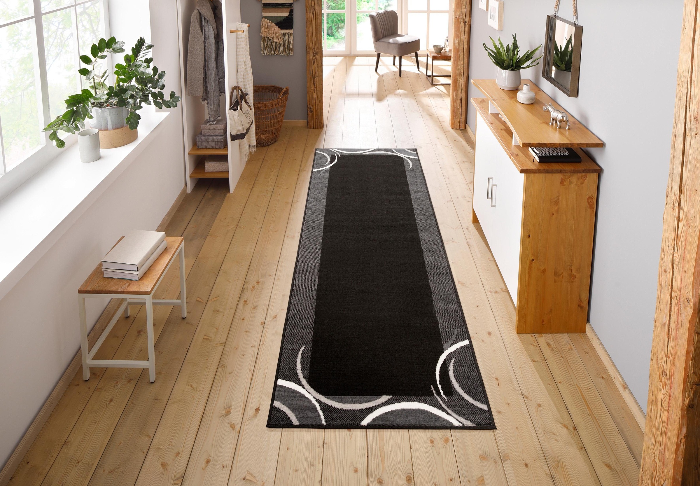 OTTO home Läufer "Noah" rechteckig 7 mm Höhe mit Bordüre, Läufer, Brücke, Kurzflor, verspieltes Design, elegant