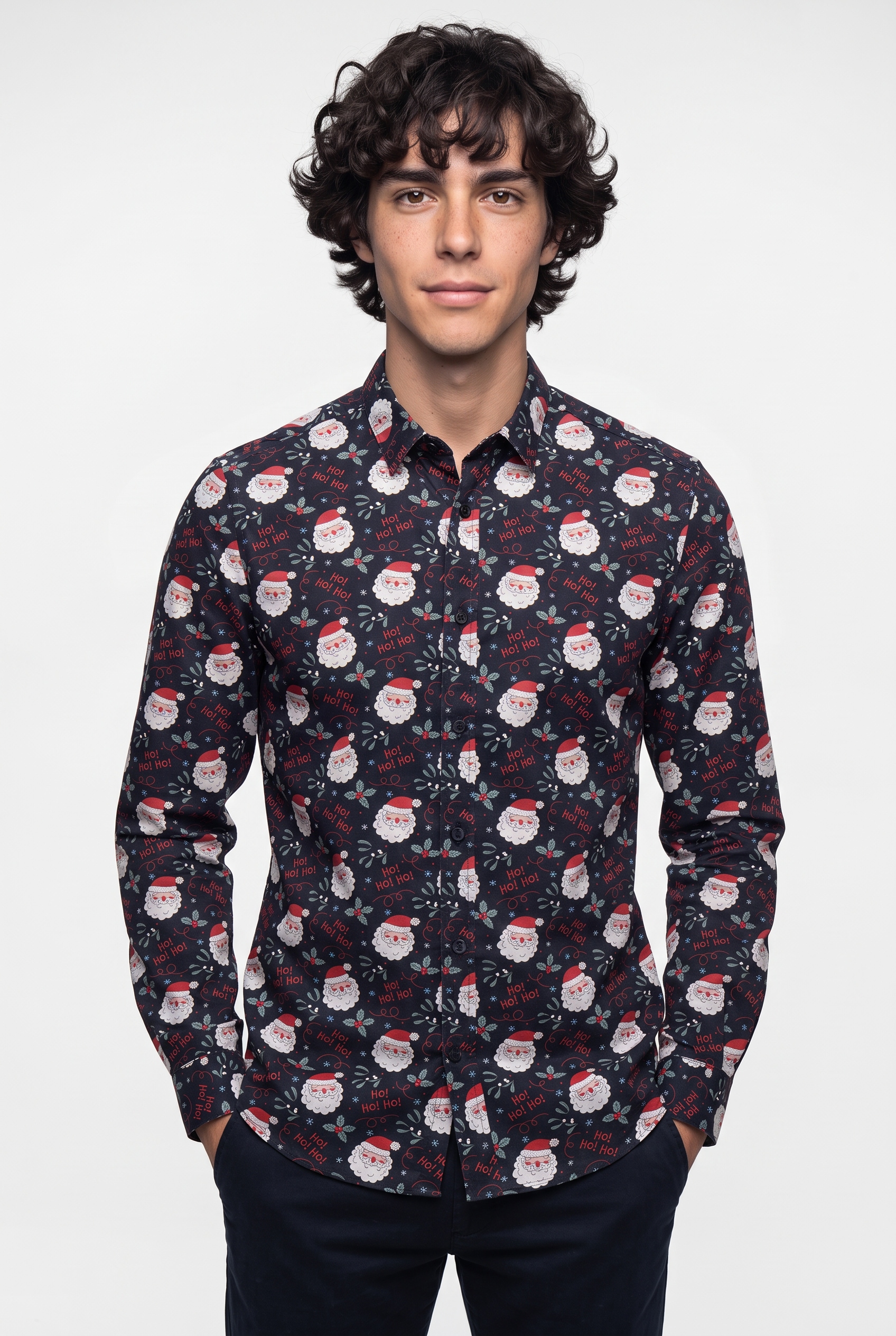 ONLY & SONS Langarmhemd »ONSALF XMAS AOP SLIM POPLIN LS SHIRT« Weihnachtlich bedruckt, Baumwolle, slim fit
