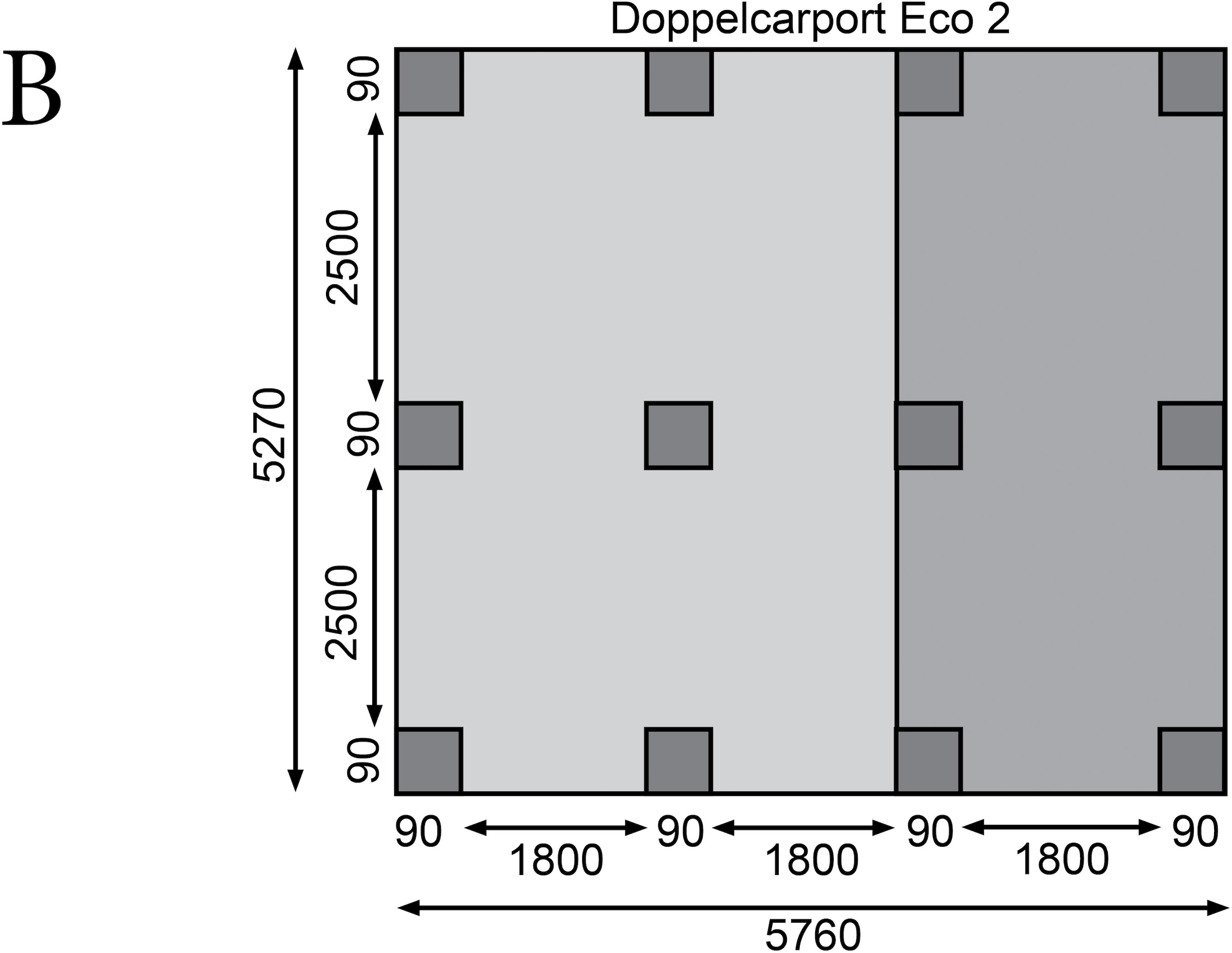 Karibu Doppelcarport »»ECO 2 SET« Variante A, AKTION 2 kdi«, Masivholz, 509 cm, KDI, mit integriertem Abstellraum groß