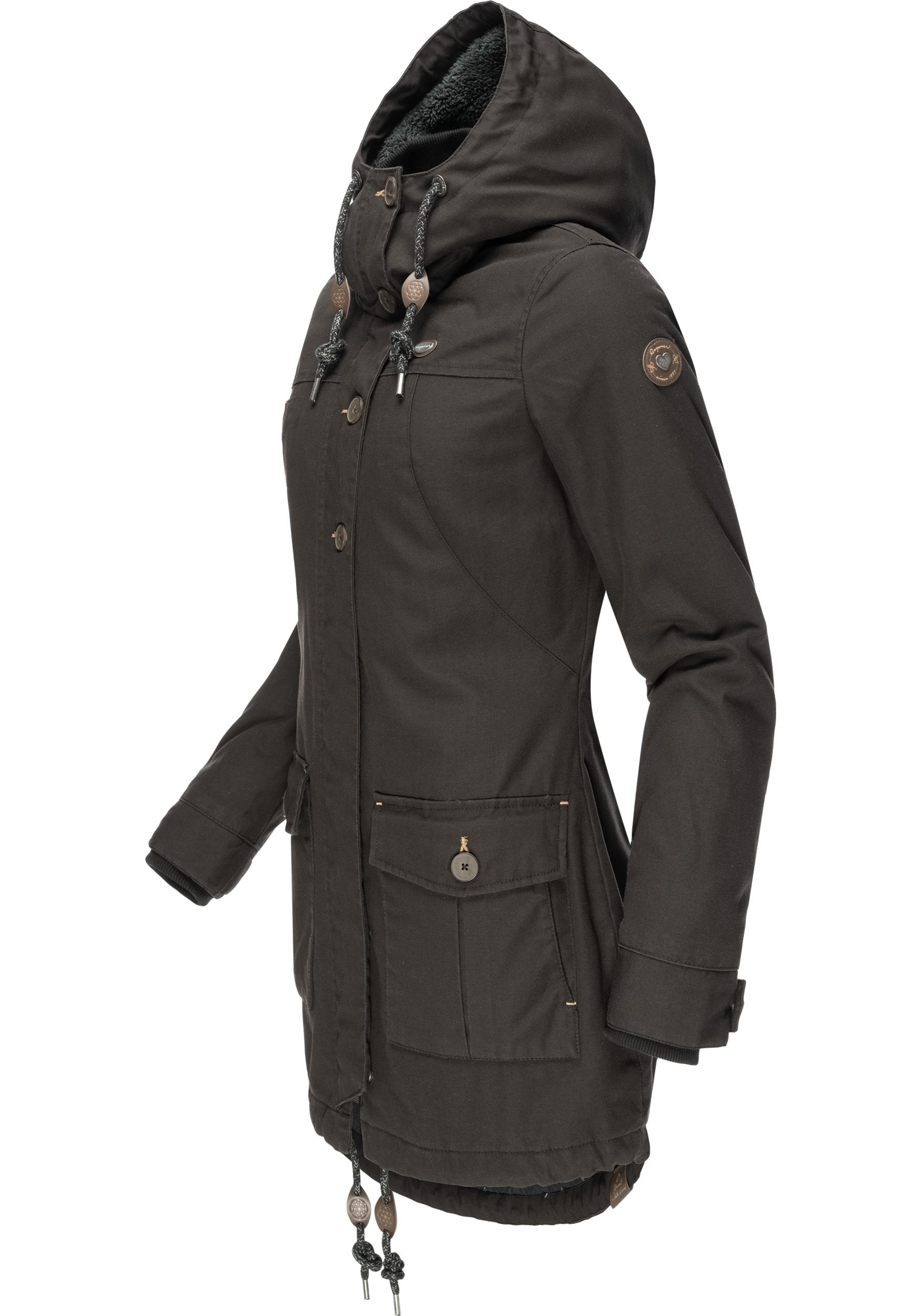 Ragwear Winterjacke »Jane Black Label«, Kapuze, Damen modischer online Winterparka mit kaufen Kapuze mit BAUR 