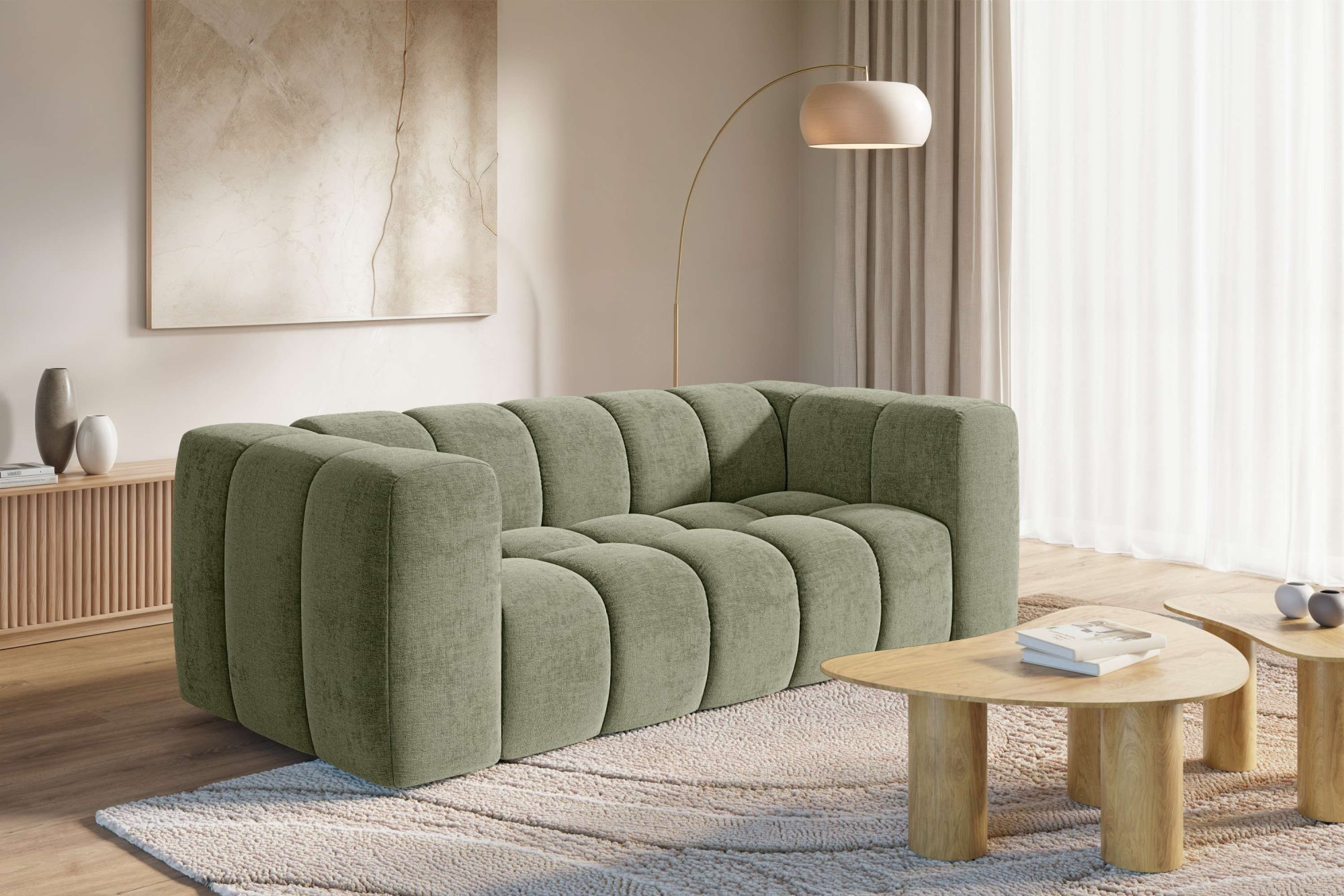 homsy by Ana Johnson 3-Sitzer ""L" BOUBELLE Design-Sofa, Bubble-Optik, Breite 217 cm" hoher Sitzkomfort dank Wellenunterfederung, L Sitztiefe 63 cm
