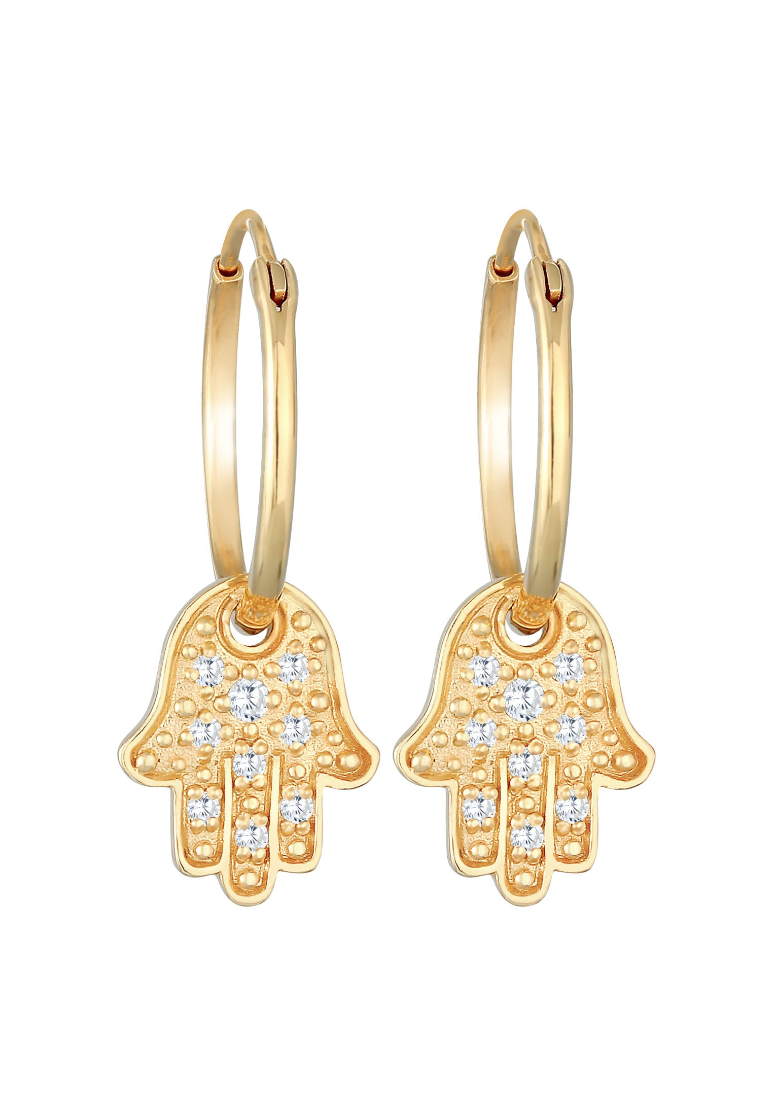 Elli Paar Creolen »Creolen Anhänger Hamsa Hand Zirkonia 925 Silber«