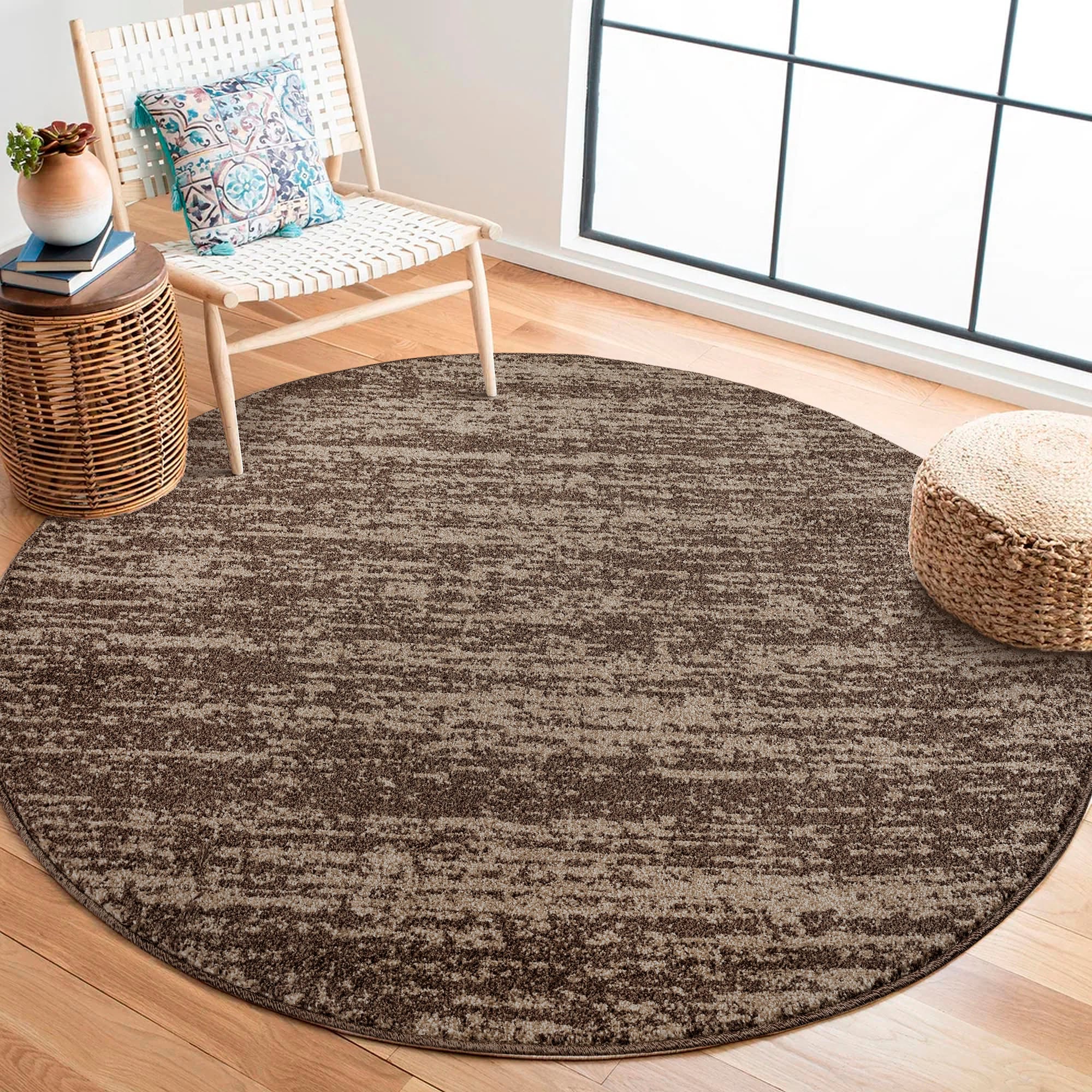 Sanat Teppich "Oslo, auch als Läufer und in Rund" rund 10 mm Höhe meliert robuster Kurzflor, Wohnzimmer, Schlafzimmer, auch als Läufer