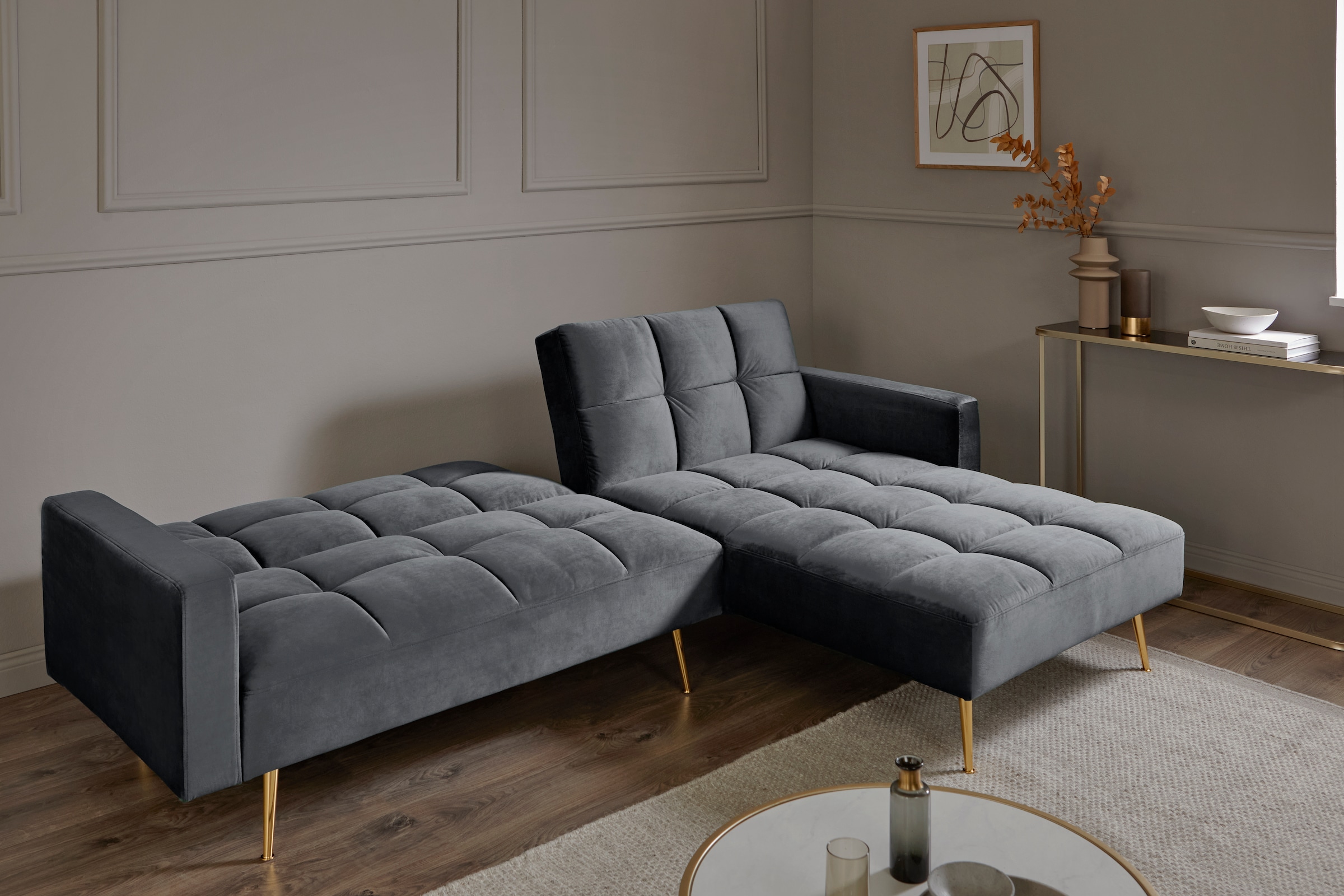 Jahnke Ecksofa »CHILLAX POSH CORNER« mit Schlaffunktion, wechselseitig montierbar, 244 x 150 cm