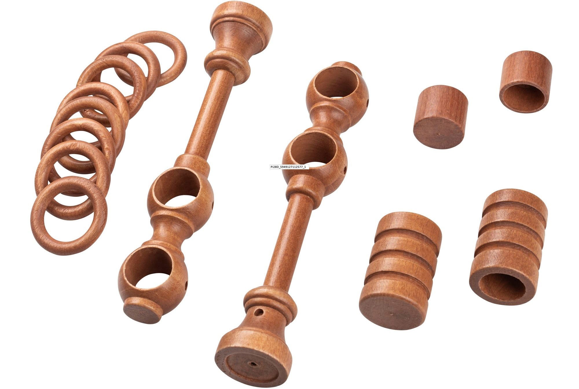 SN DECO GROUP Gardinenstange »Pisa«, 2 läufig-läufig, Fixmaß, 28 mm, Holz, verschiedene Längen und Farben, Komplettset