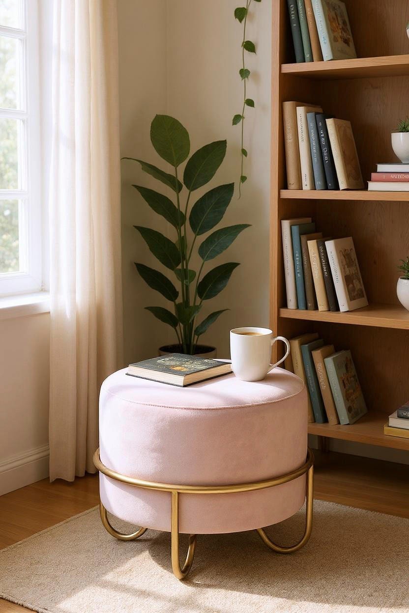 HAKU Hocker »Pouf, Schemel, Stockerl« rund - aus Textil Rosa - Ø/H 43/40 cm