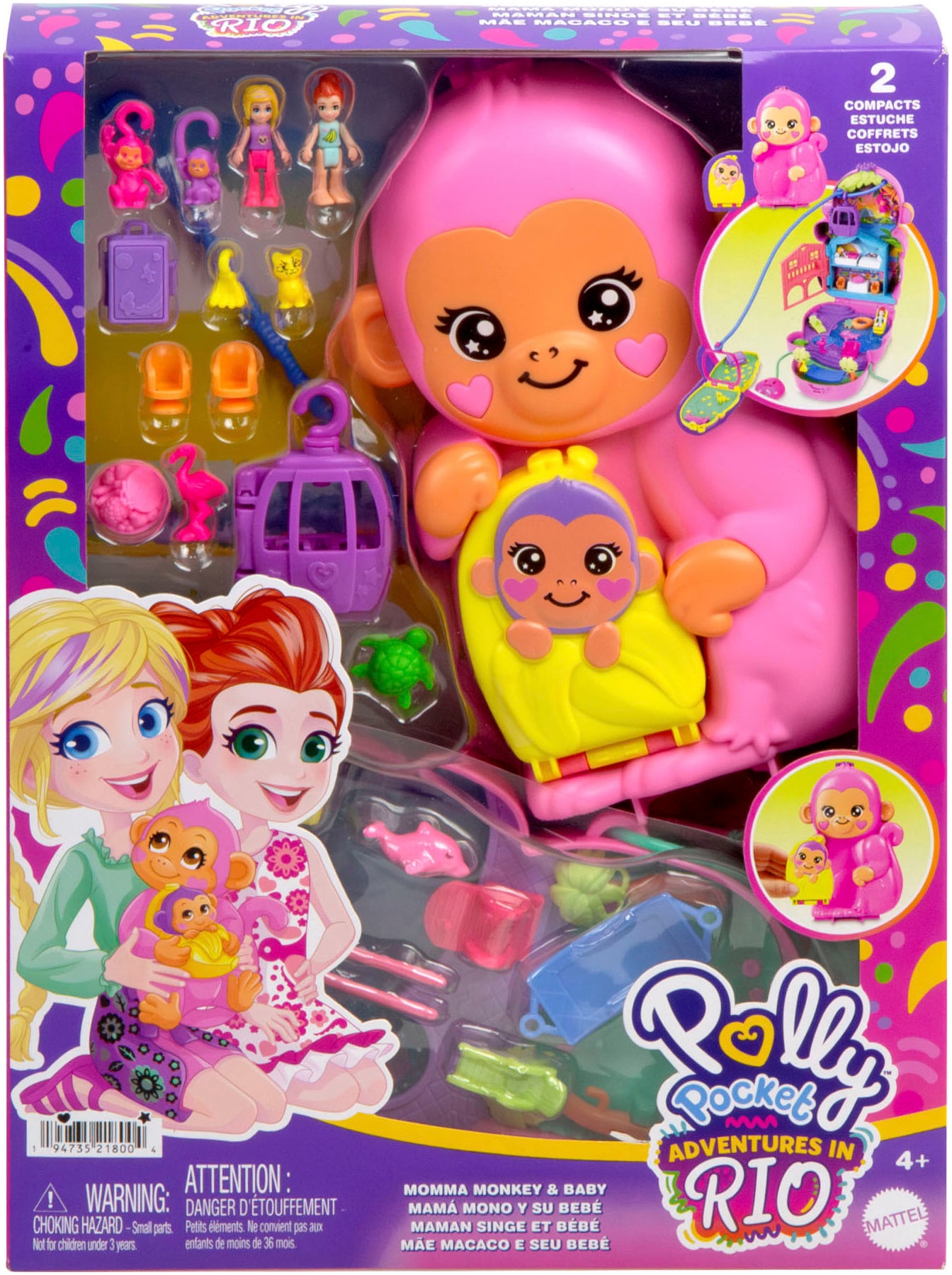 Polly Pocket Spielwelt »Affenmama und Baby Spielset«