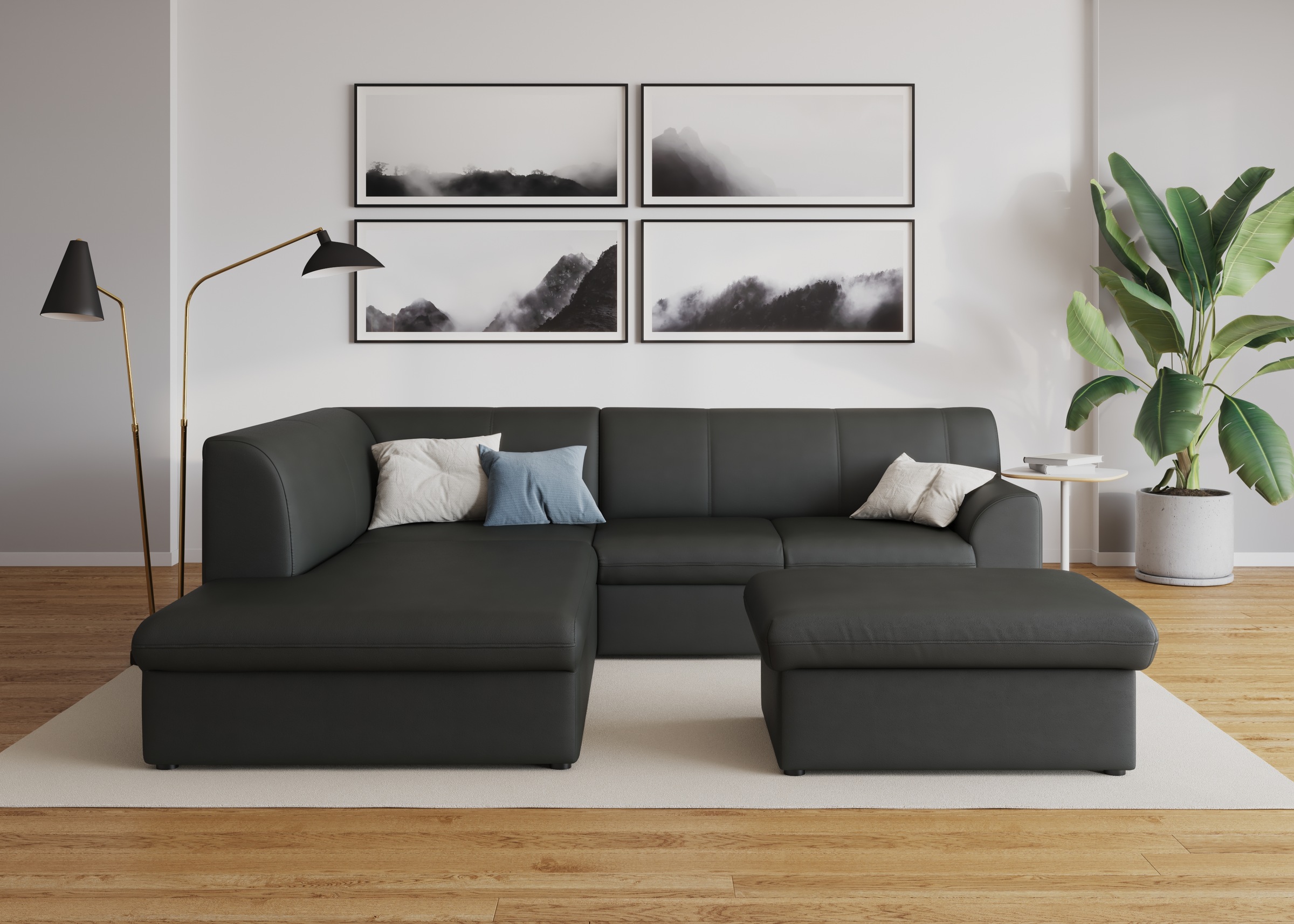 DOMO collection Ecksofa »Topper zeitlos elegant, kompakte Stellmaße, OTTOs Choice, L-Form«, mit Ottomane, wahlweise mit Schlaffunktion