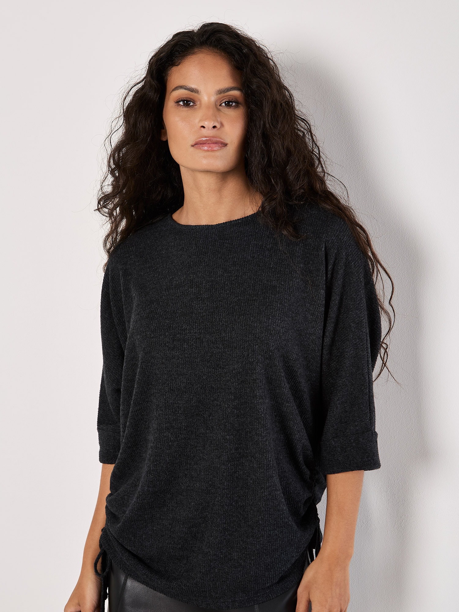 Apricot Klassische Bluse "Strickpullover" 1 mit seitlicher Raffung