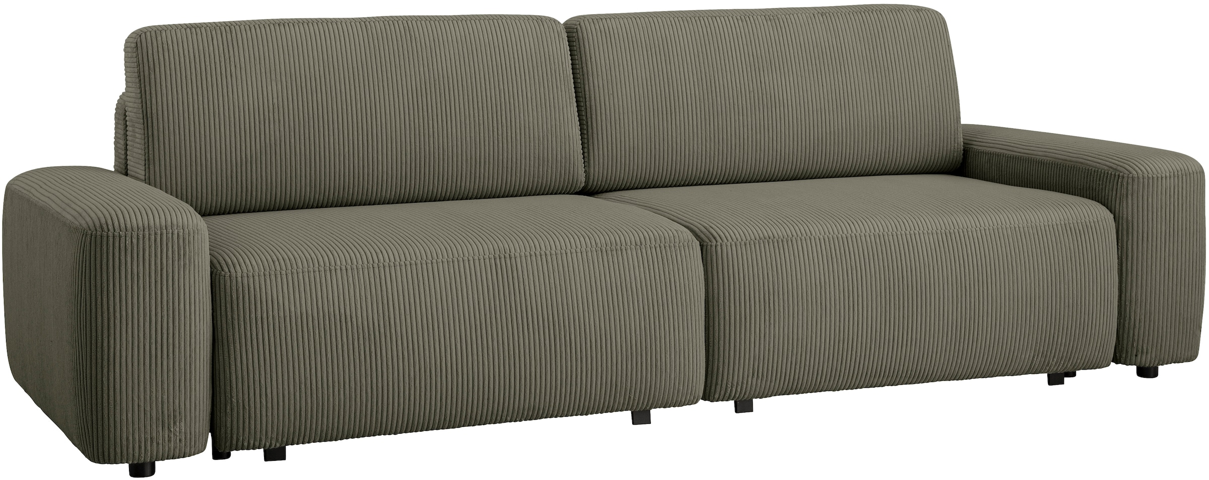 INOSIGN 3-Sitzer »TORGE (257cm), Sofa,Schlafsofa in Cord, Samtvelours, Struktur fein«, rundes Design, Schlaffunktion u. Bettkasten, Liegefläche: 135/200 cm
