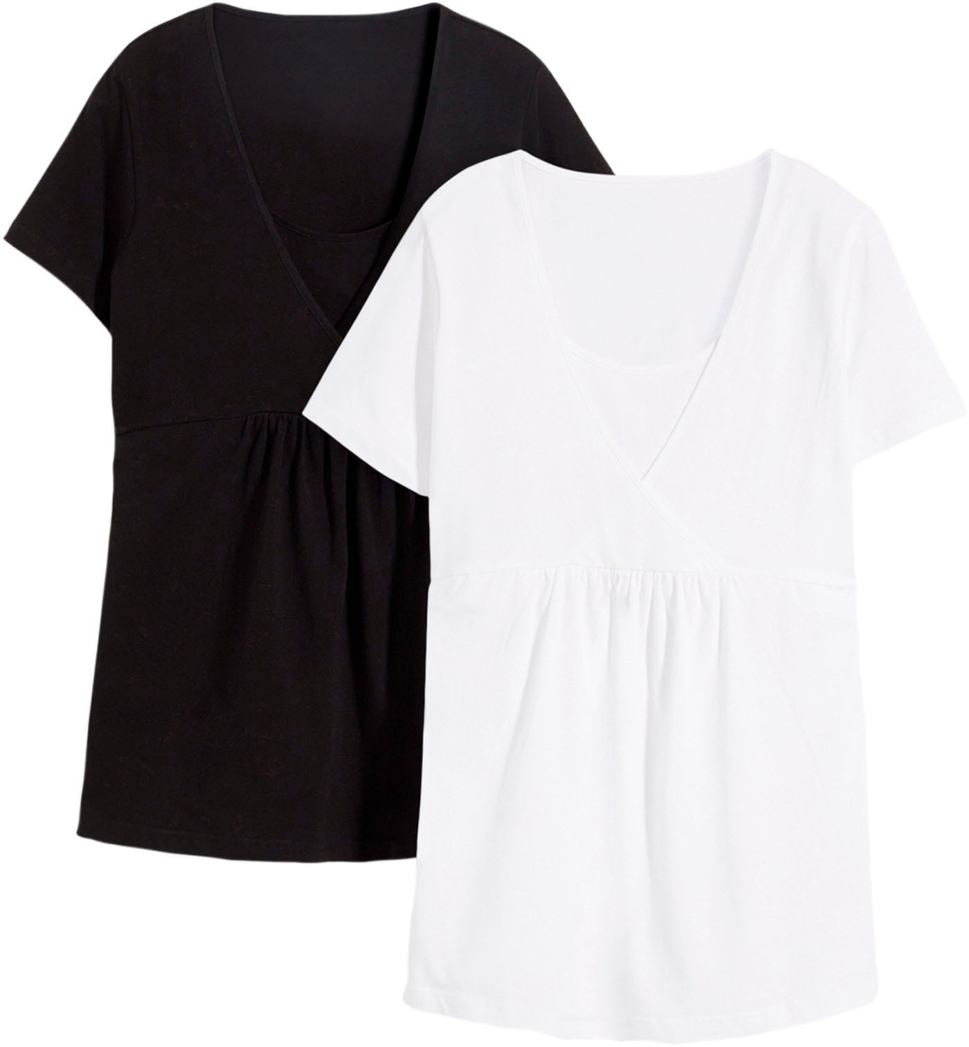 bonprix "2-in-1 Umstands- und Stillshirts (2er Pack?)" Packung, 2 Stk. figurumspielende Passform, mit Wickelschnitt
